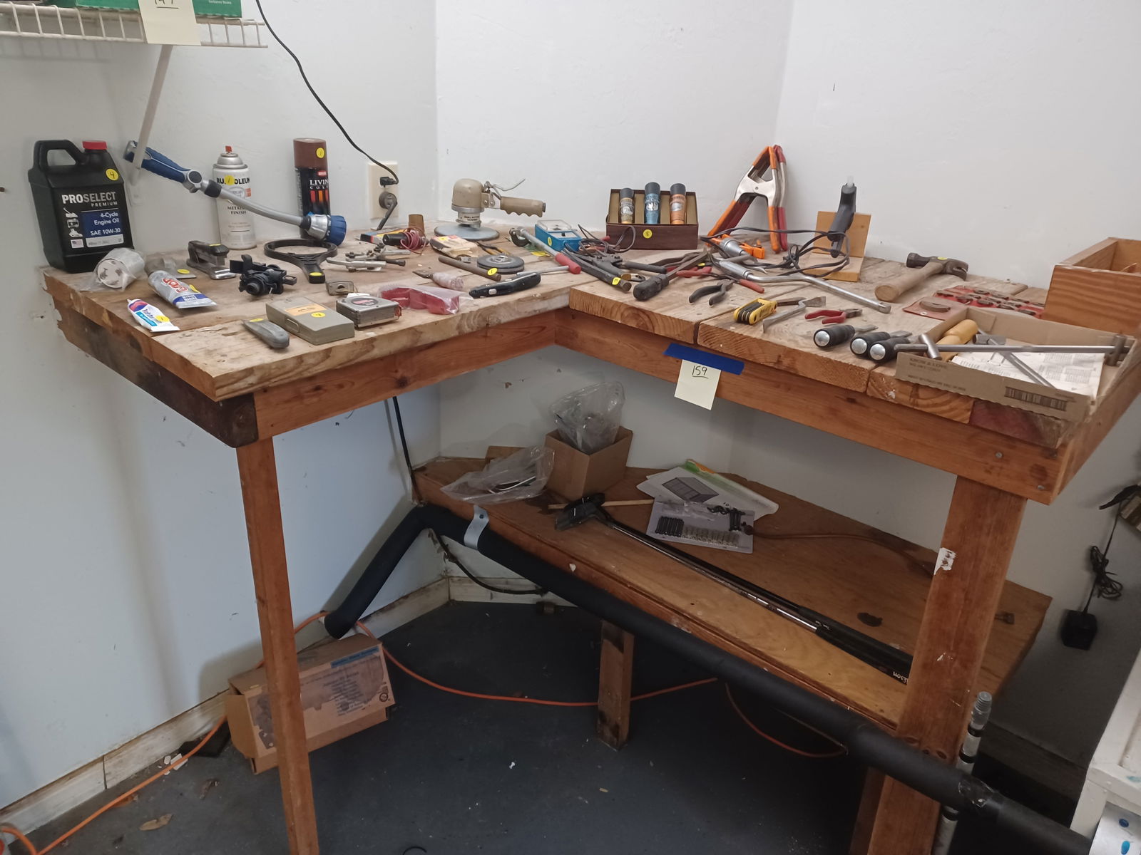 Large Shop Tool Lot all seen on Countertop and shelves below: Large Shop Tool Lot all seen on Countertop and shelves below