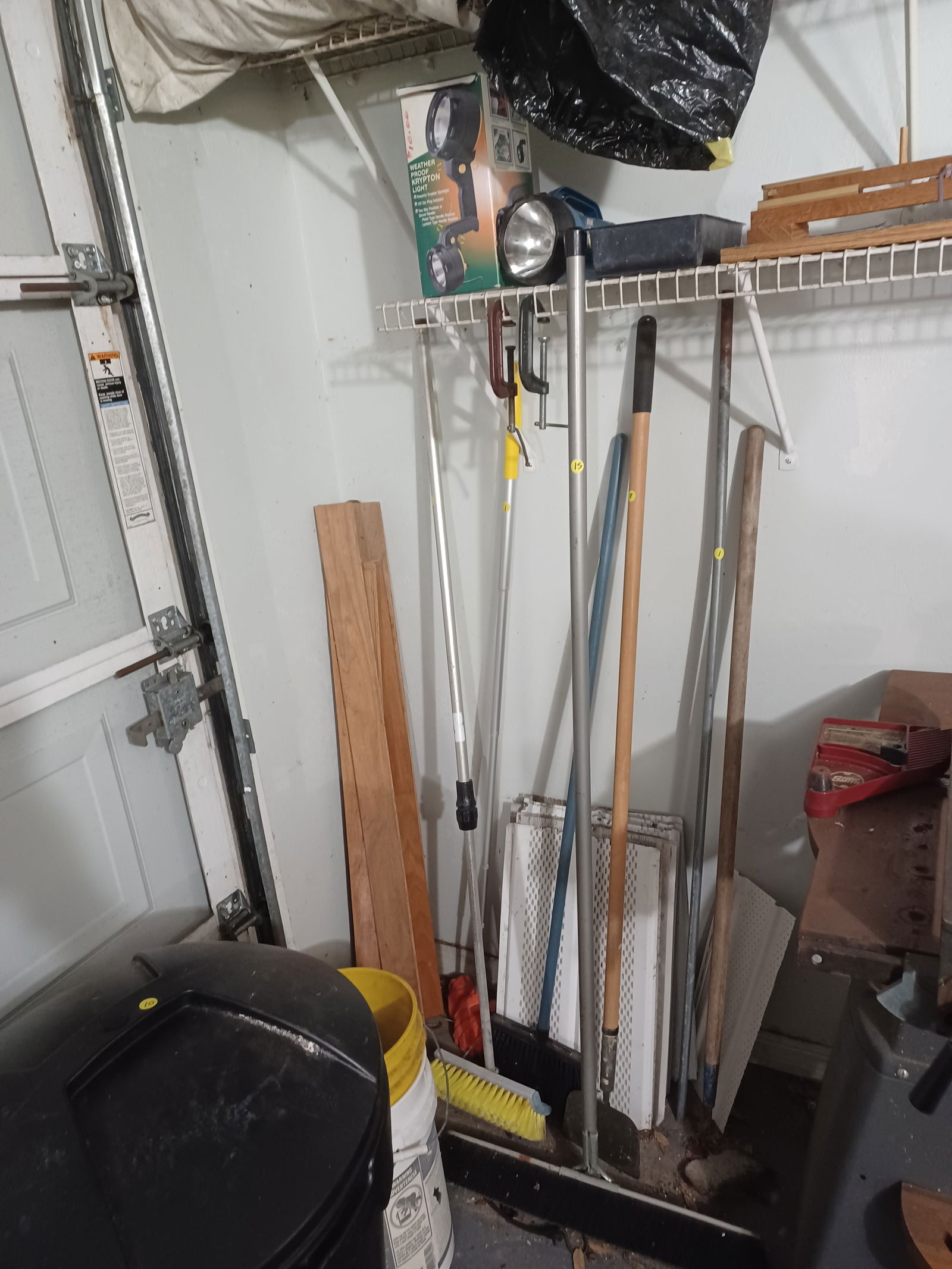 Mixed Garage Lot, brooms, Trash can, garden tools etc (1 of 5)