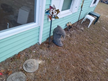 Lot of Outdoor decor, concrete dolphin statue, etc as seen