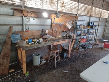 Huge Shop Lot.  Everything seen including shelving, contents as seen/ bench included if you want