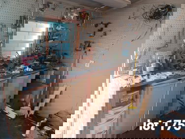 Shop lot everything shown on walls, on countertop, cabinets under counter / built in bench not