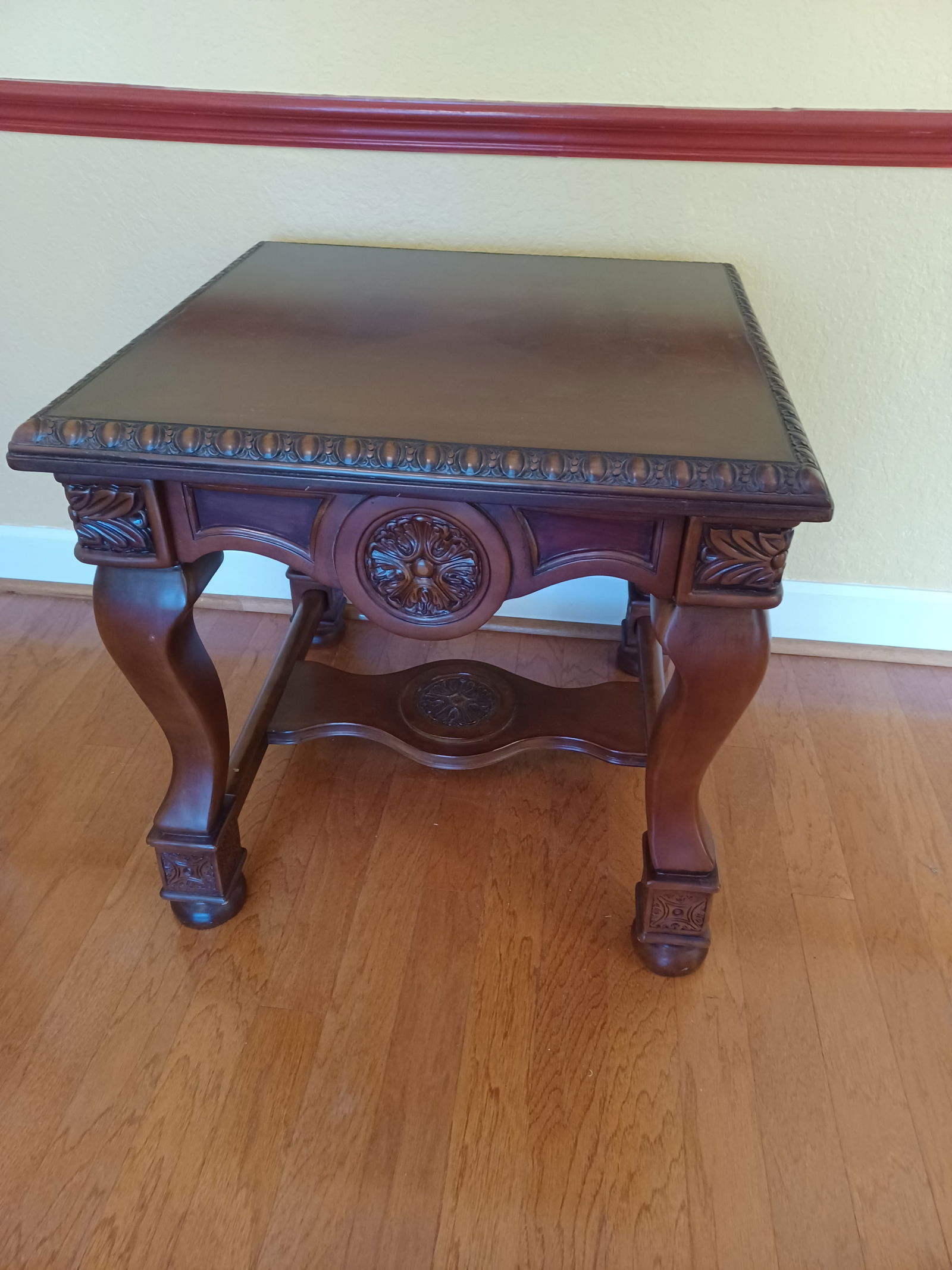 Beautiful Ornate Heavy Walnut Side Table