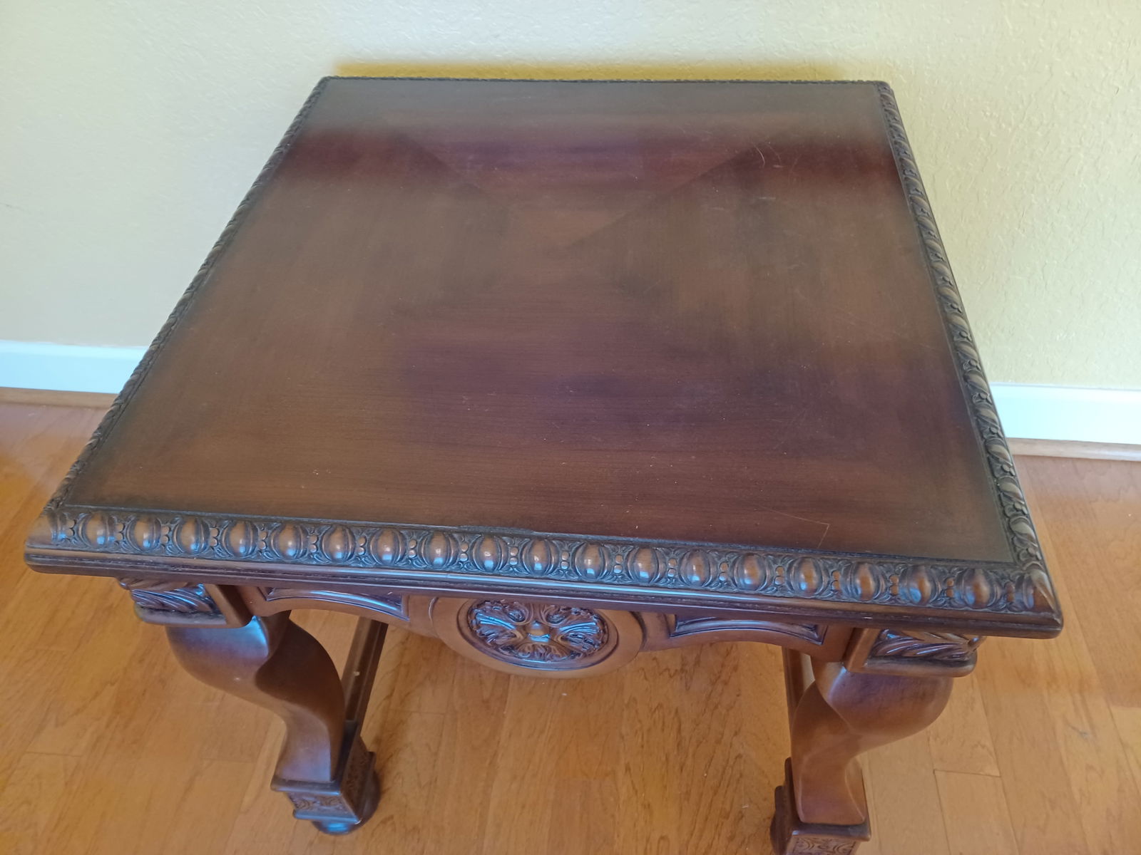 Beautiful Ornate Heavy Walnut Side Table - 3