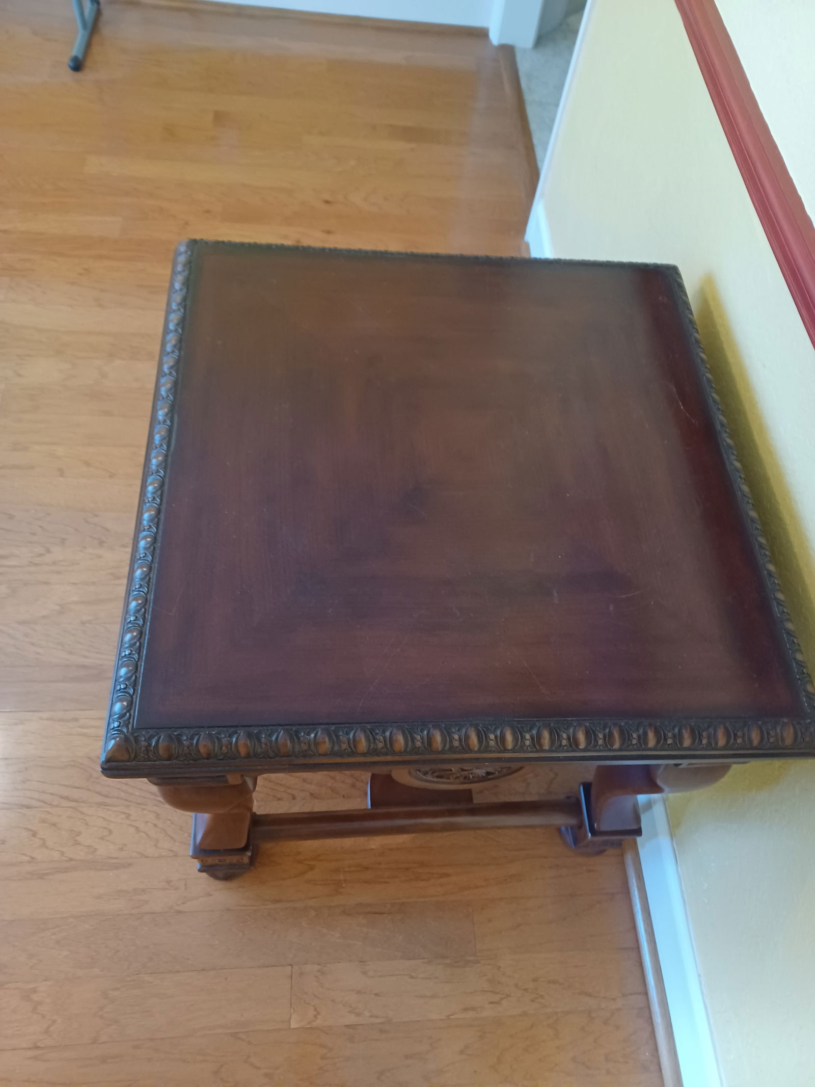 Beautiful Ornate Heavy Walnut Side Table - 6