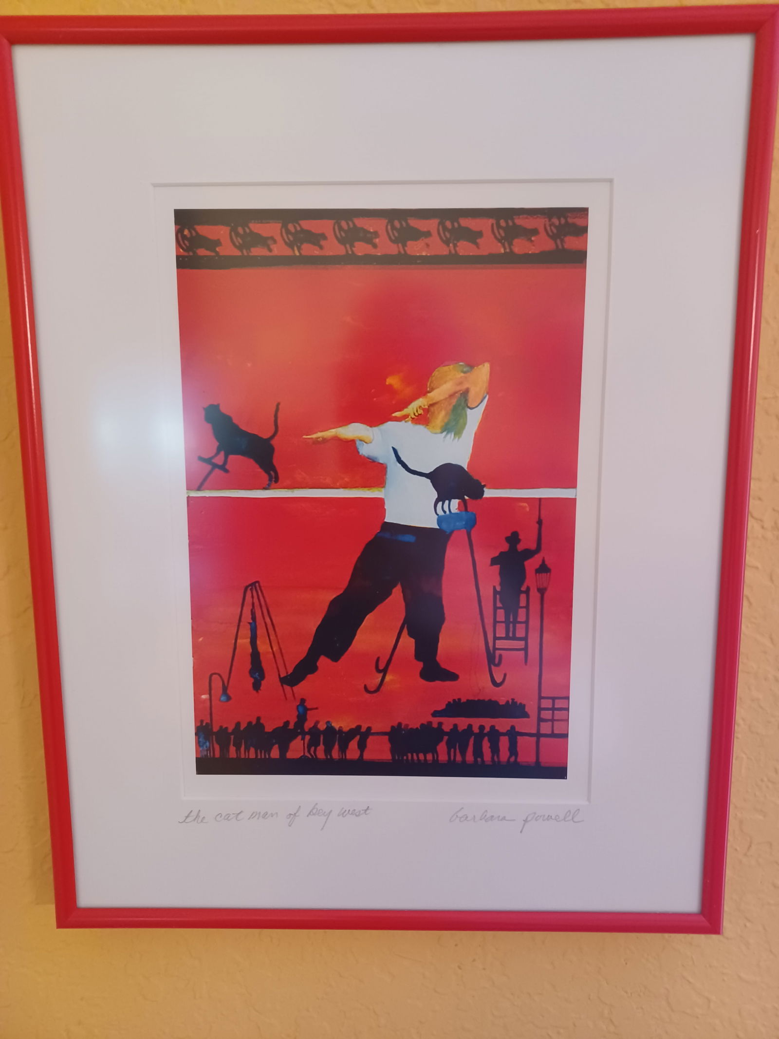 The Cat Men of Key West print by Barbara Powell / artist signed: The Cat Men of Key West print by Barbara Powell / artist signed