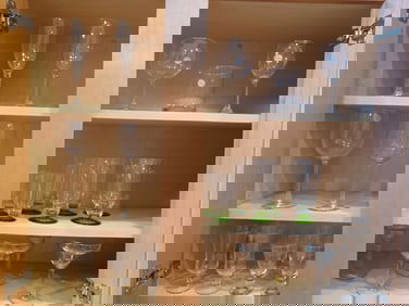 Large Lot of Glassware as seen.  All seen inside the cabinet