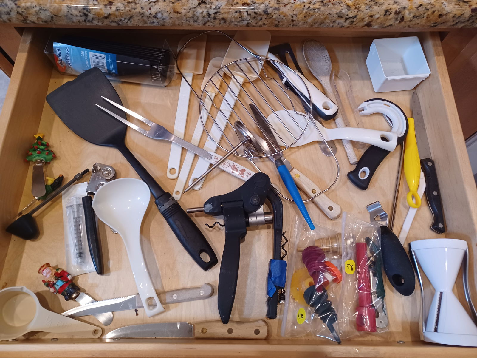 Large Kitchen lot. Everything shown in Drawer and on Counter Top - 3