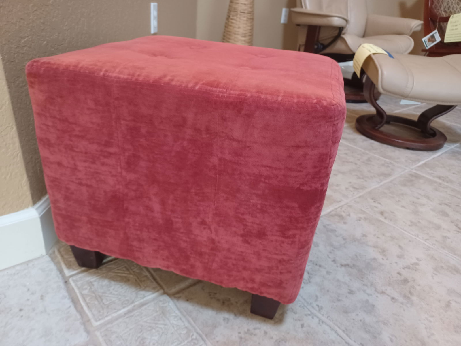 Contemporary Microfiber Footstool / as seen - 4