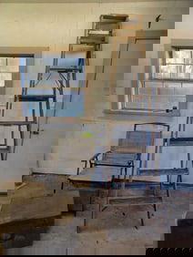 8 foot Werner Wood Ladder, Folding Chair and Wood Trunk