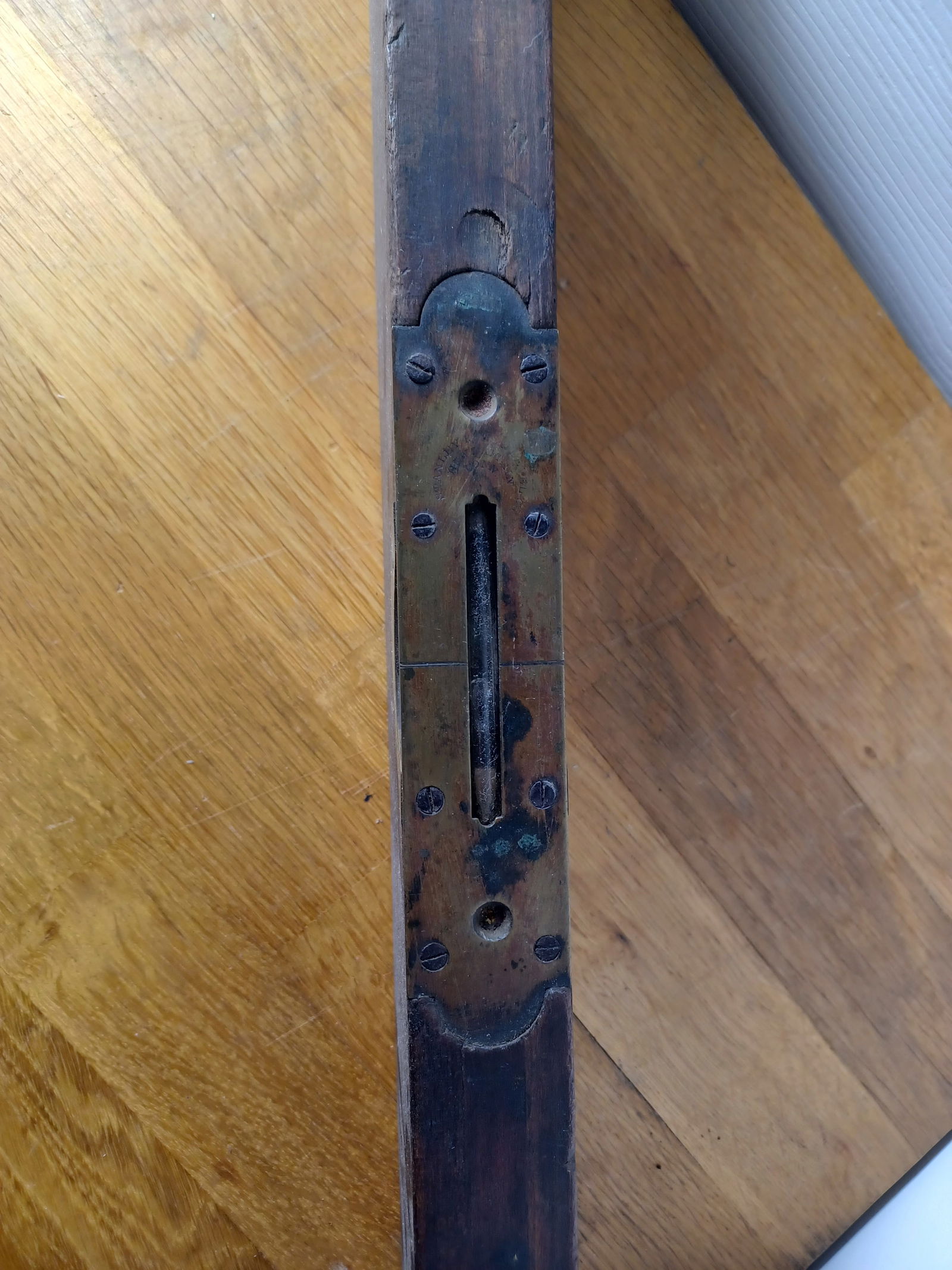Vintage wood and brass level / missing one level tube as seen - 3