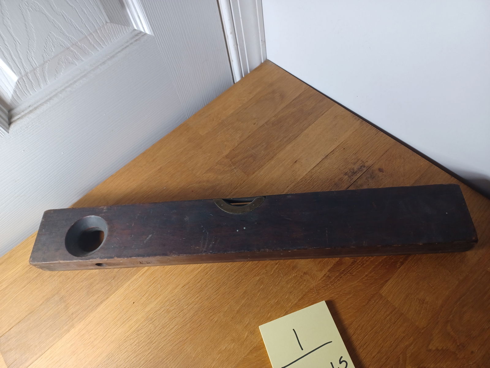 Vintage wood and brass level / missing one level tube as seen - 6