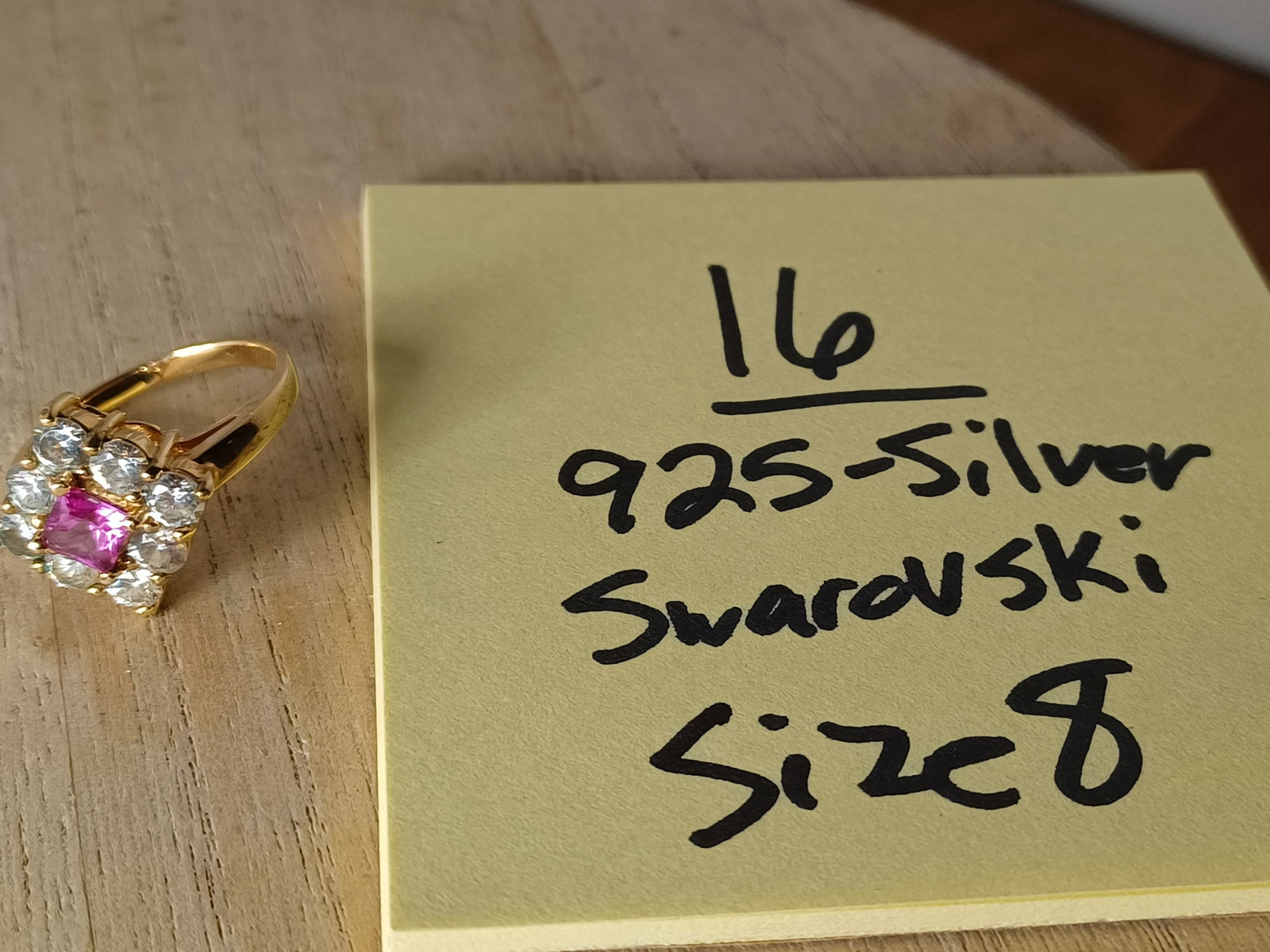 Vintage Sterling Ring Size 8 / With Swarovski Crystals - 2