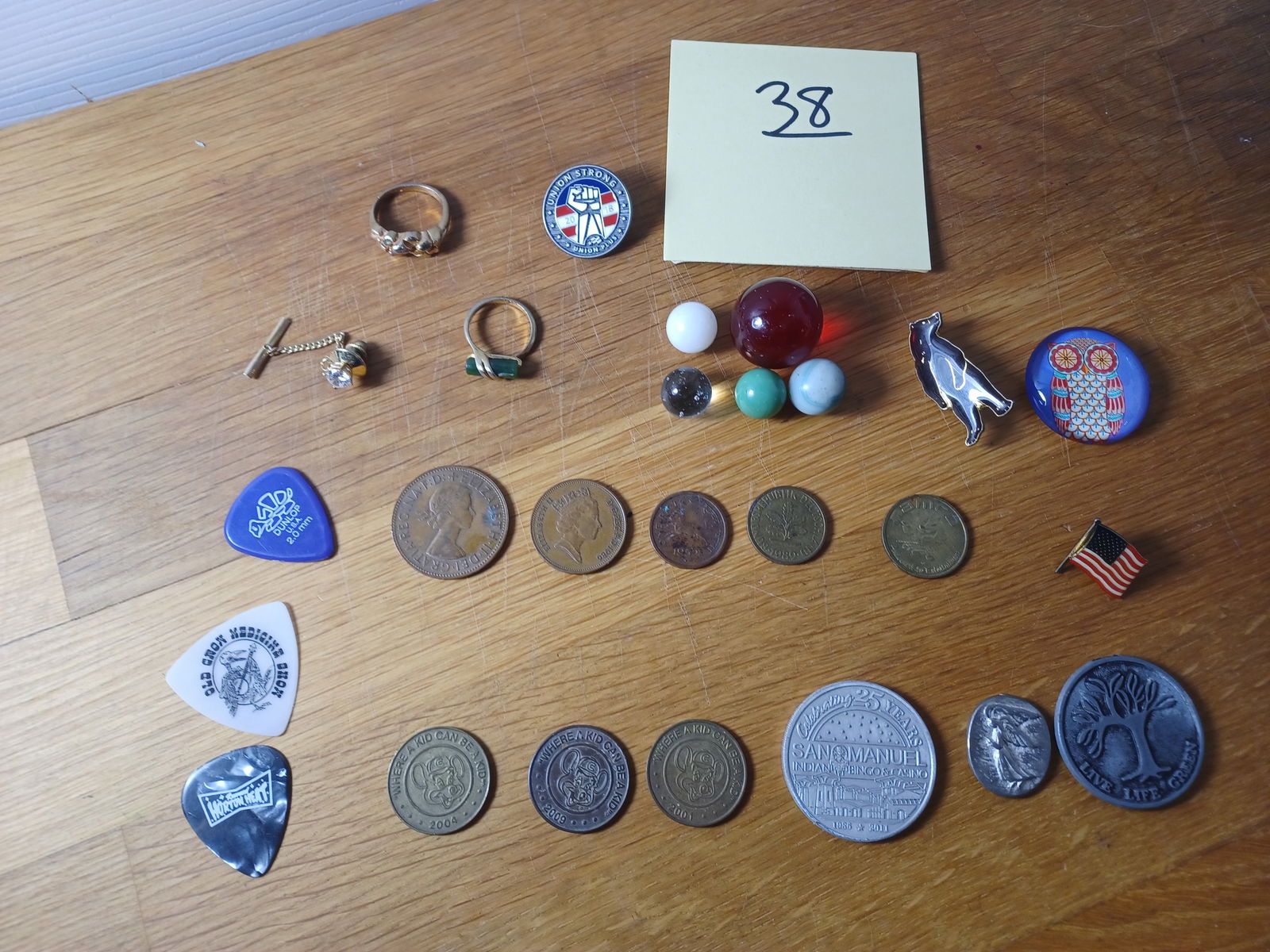 Large Mixed Lot Foreign Coins, Marbles, Pins, tokens etc - 2