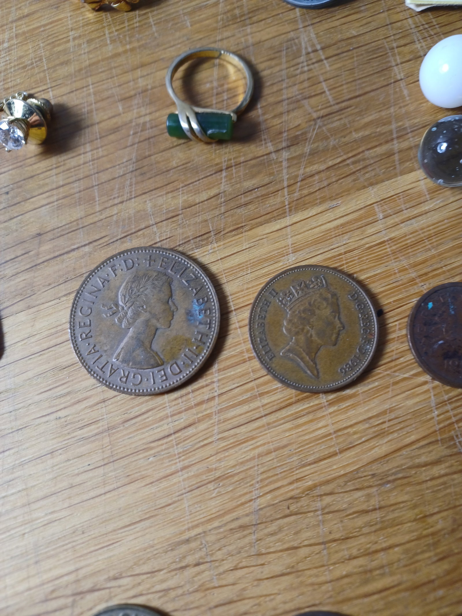 Large Mixed Lot Foreign Coins, Marbles, Pins, tokens etc - 3