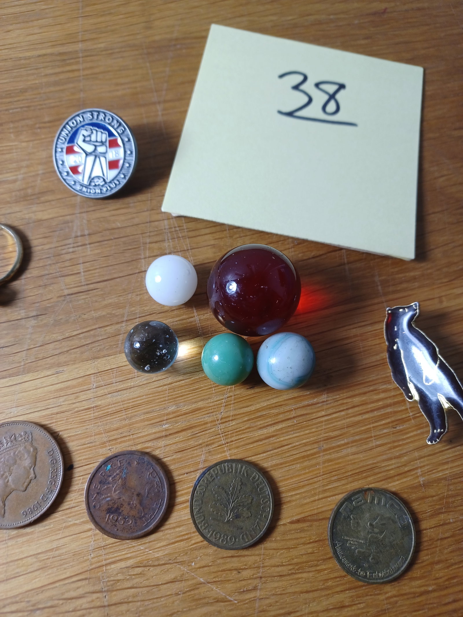 Large Mixed Lot Foreign Coins, Marbles, Pins, tokens etc - 6