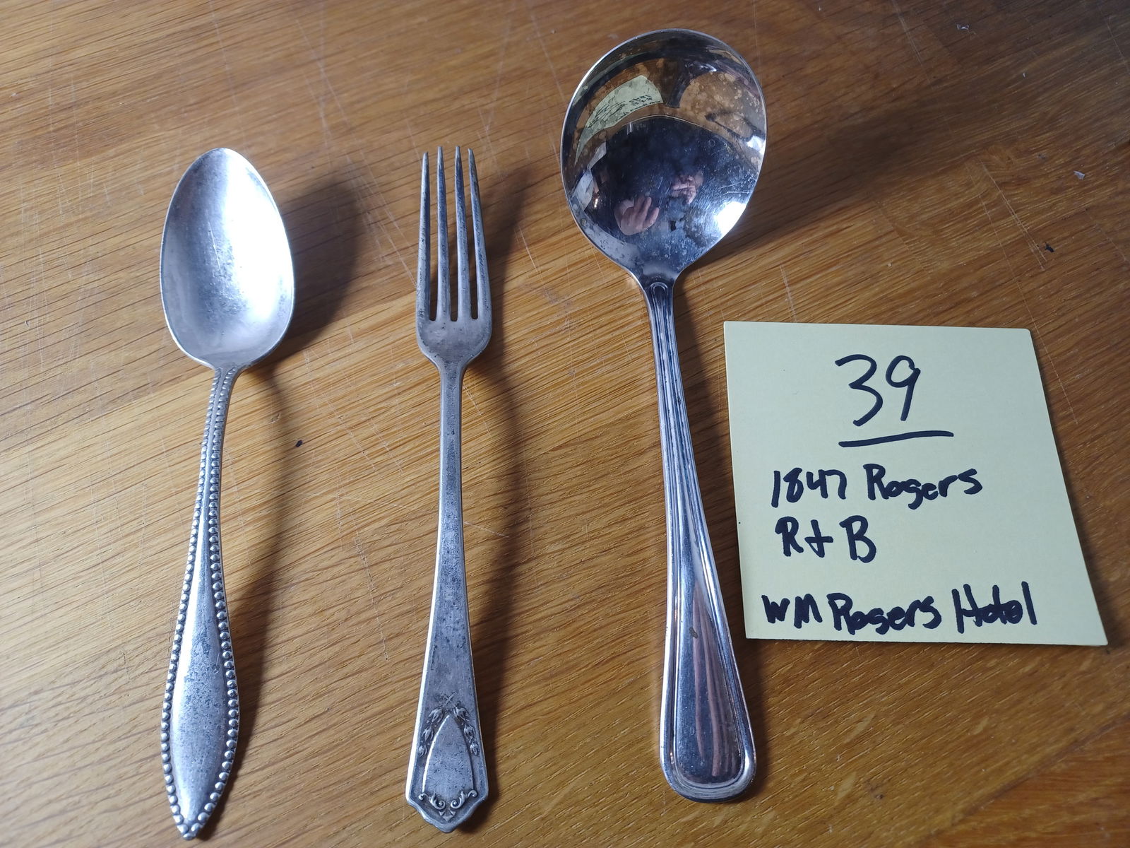 3 Vintage Silver Plated Utensils 1847 Rogers, R&B, WM Rogers Hotel - 2