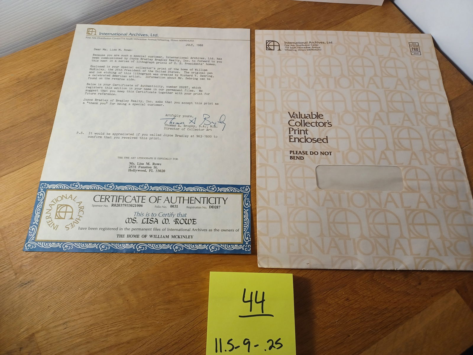 Vintage Print US Presidents Homes William McKinley / National Archives - 2