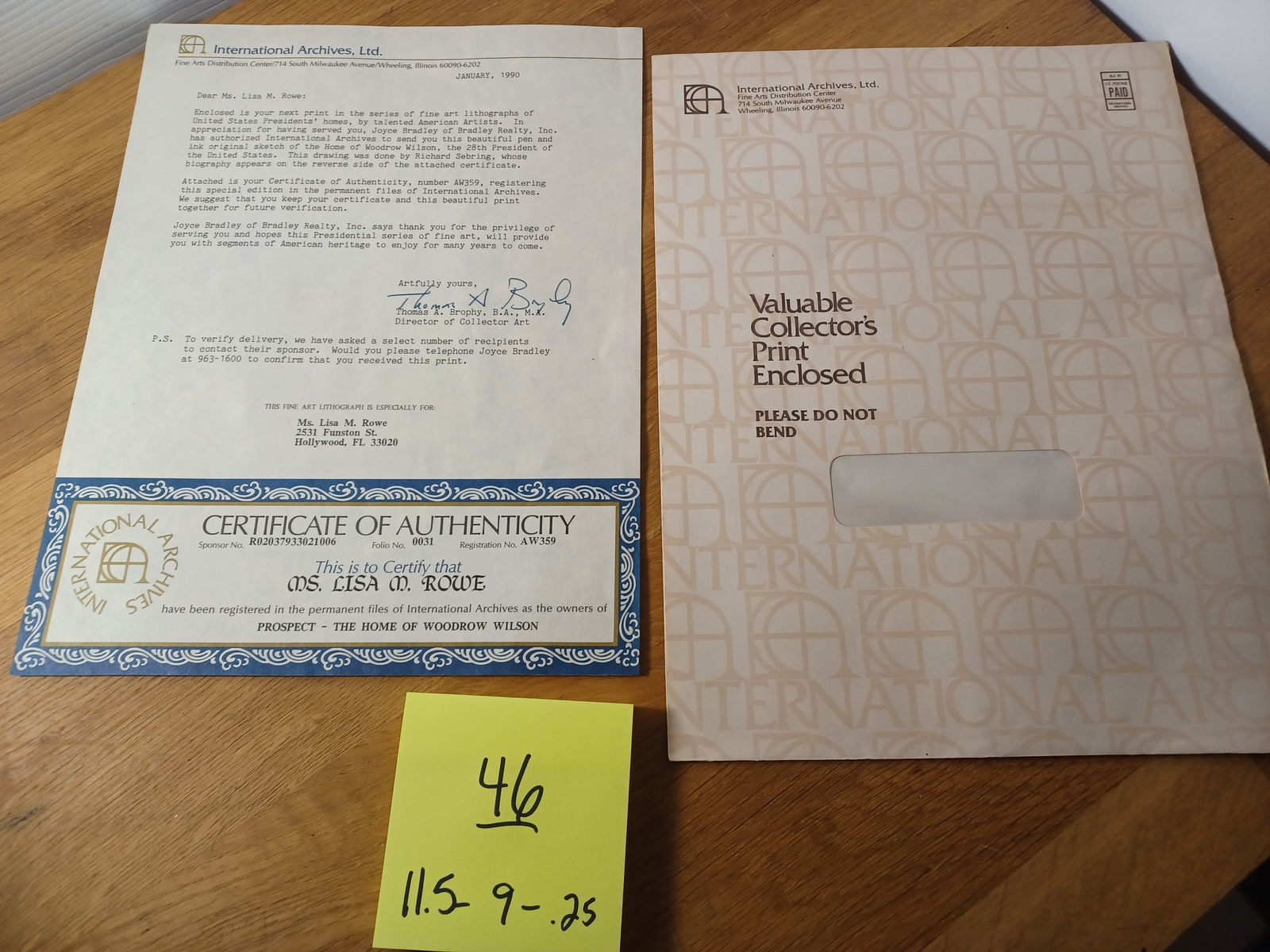 Vintage Print US Presidents Homes Woodrow Wilson / National Archives - 2