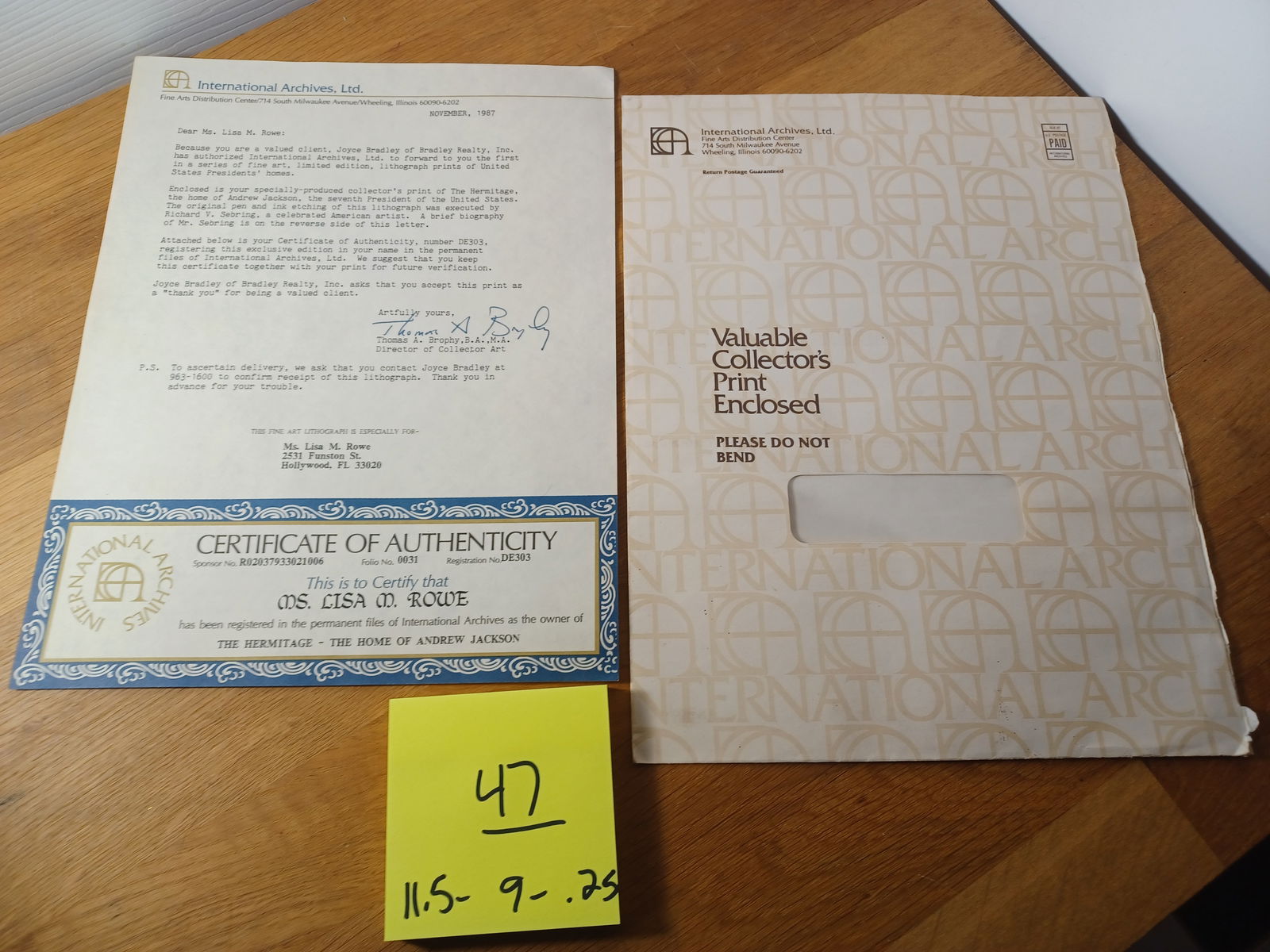 Vintage Print US Presidents Homes Andrew Jackson / National Archives - 2