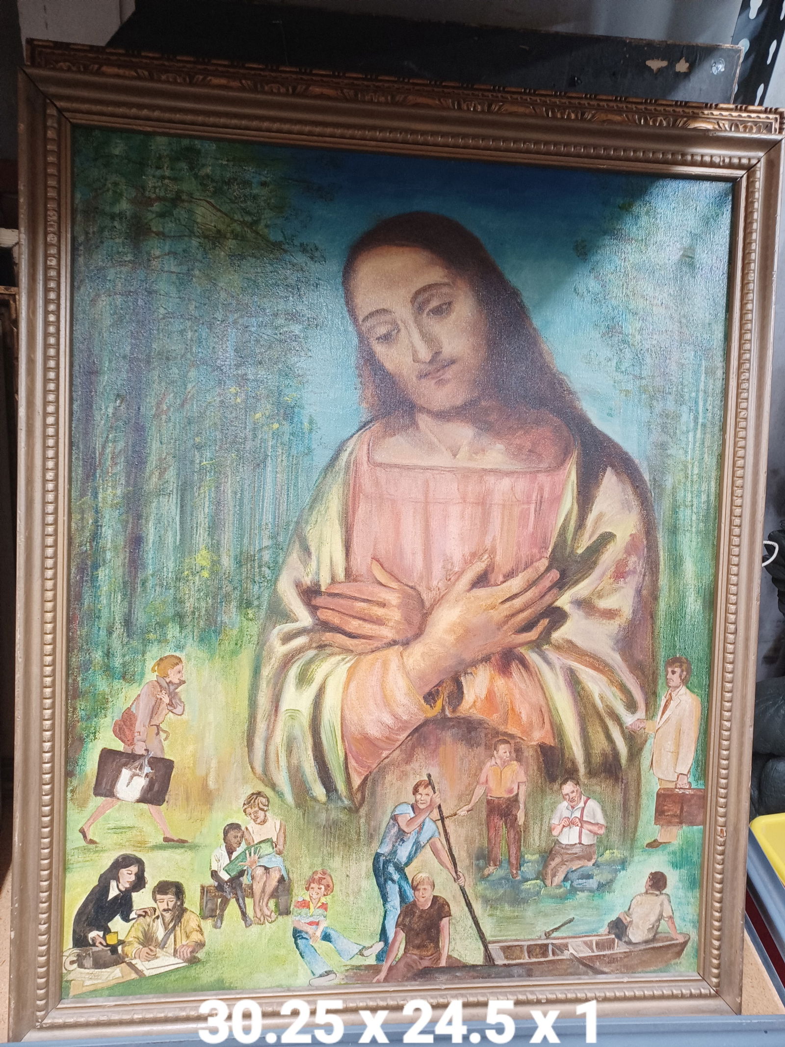 Vintage 1960s Oil on Canvas of Jesus Christ - 2