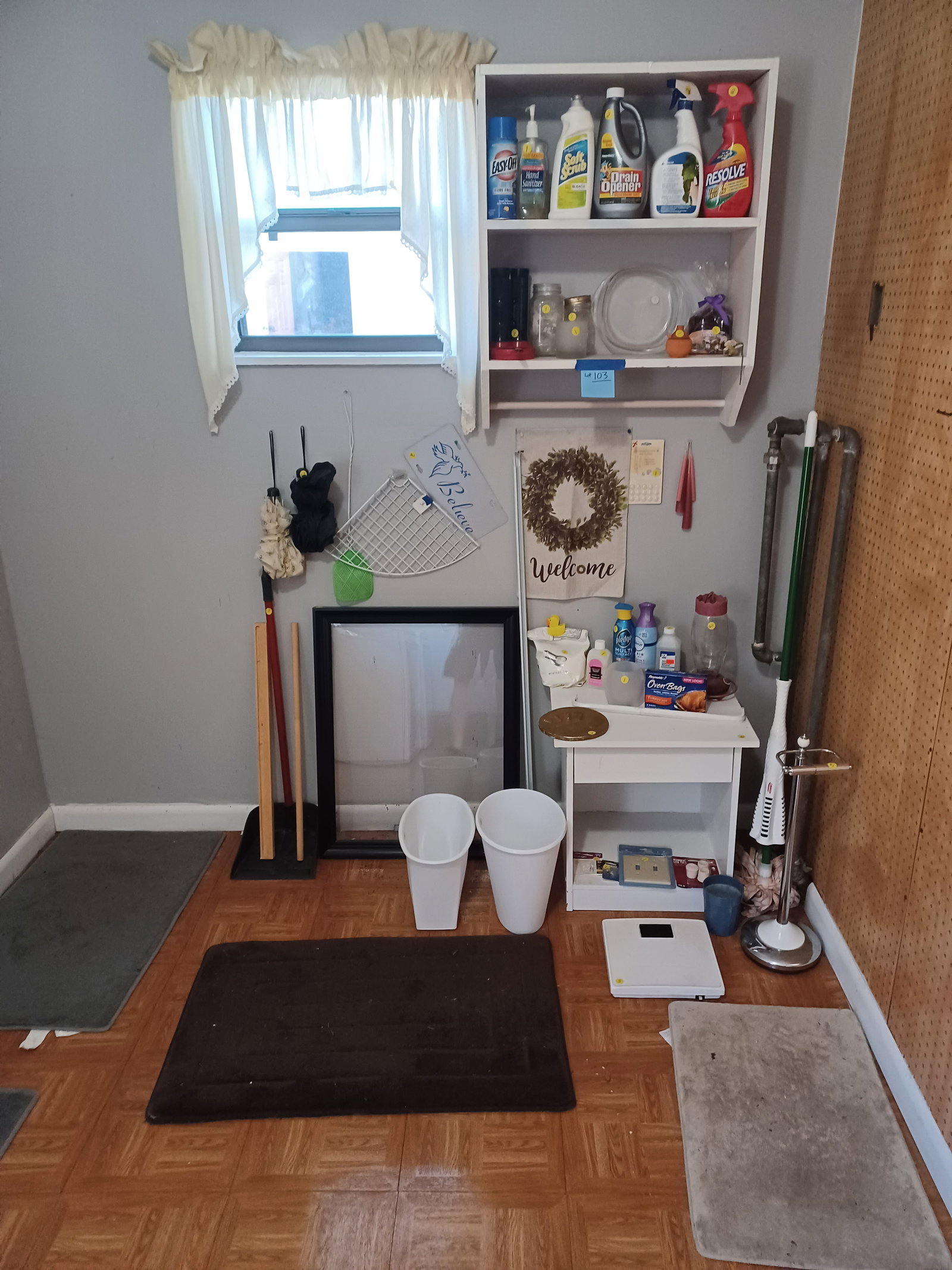 Large Utility Room Lot includes wall shelf & nightstand/ all pictured: Large Utility Room Lot includes wall shelf & nightstand/ all pictured