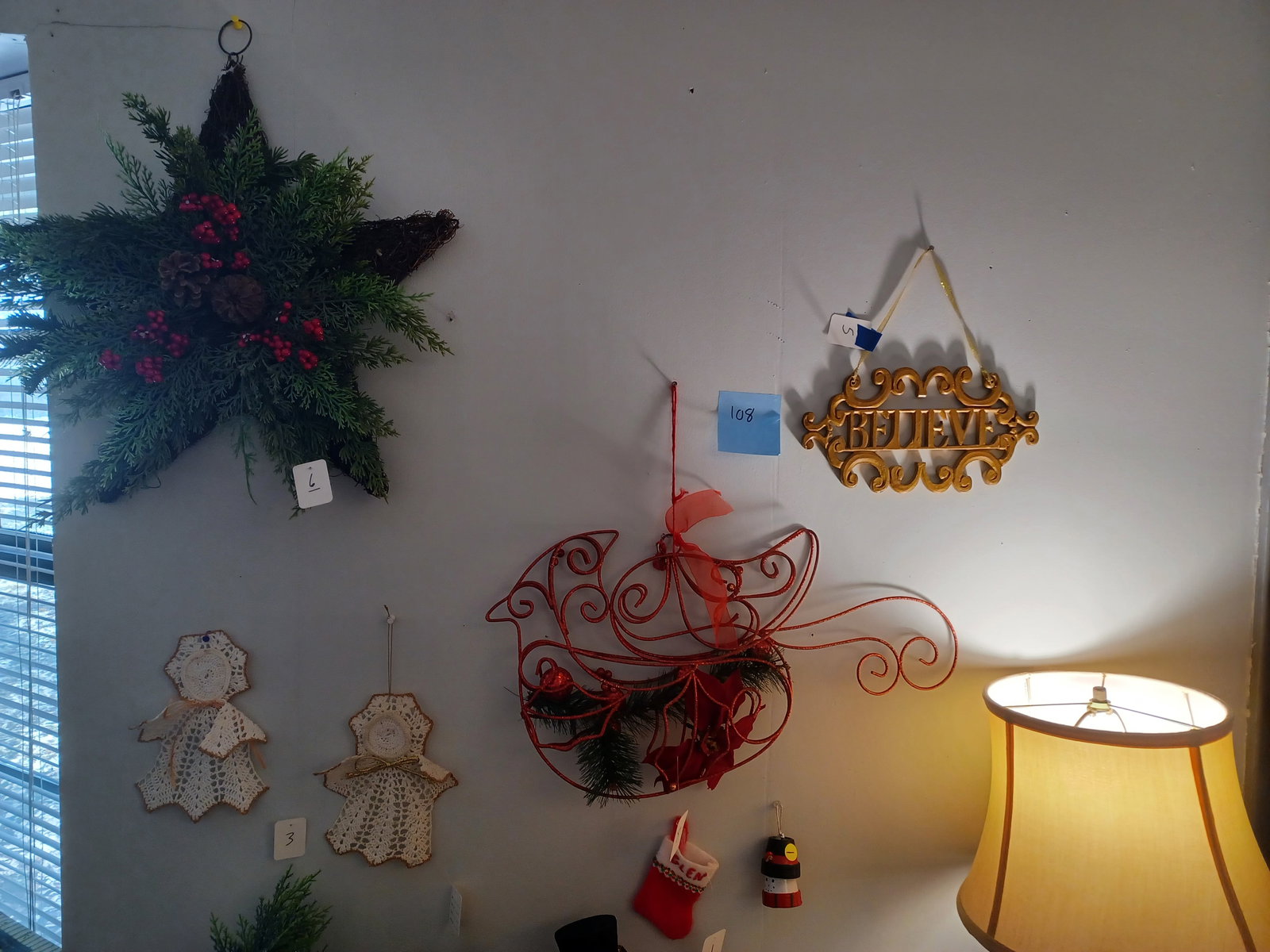 Large Christmas Lot & Lamp / Everything shown on and below table and on walls / all shown - 2