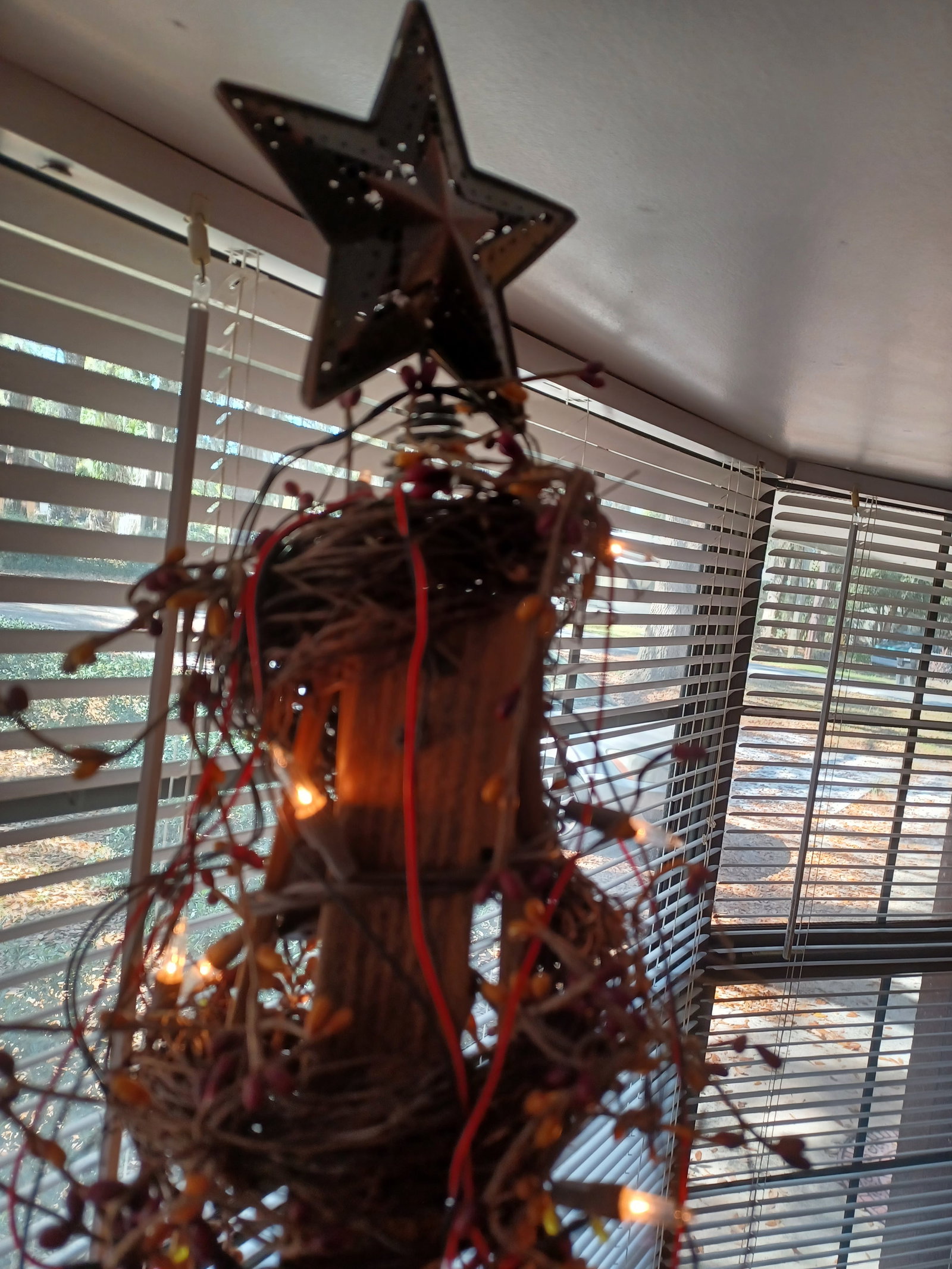 Rustic Christmas Tree and Candle Stand - 4