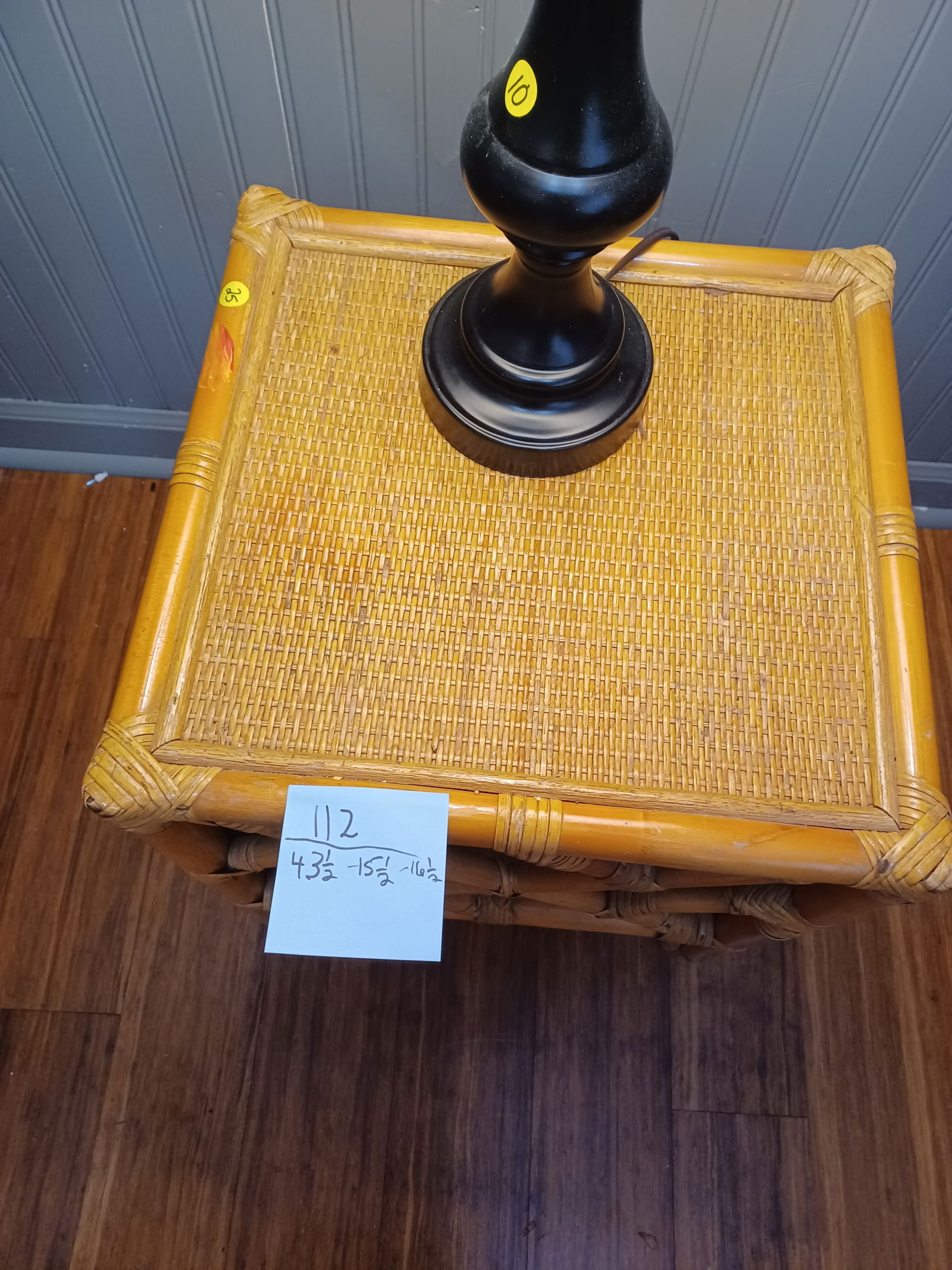 Rattan Table and Contemporary Lamp with charging port - 2