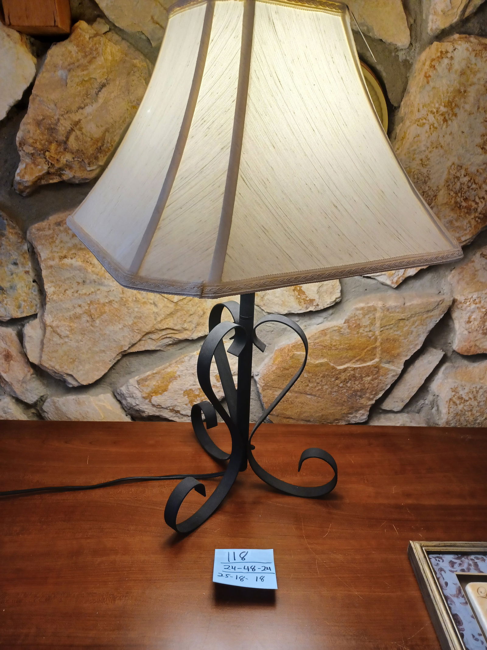 Contemporary TV Stand with Metal Lamp and artwork - 3