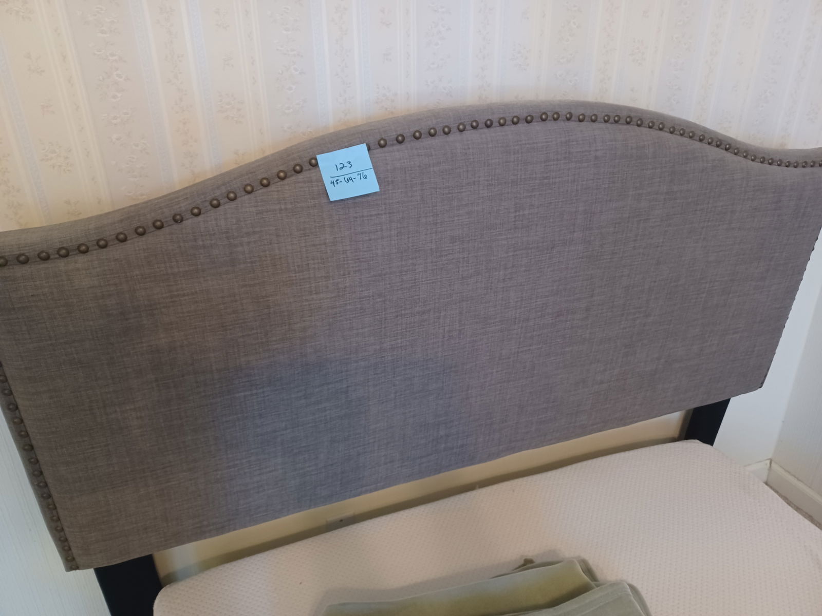 Contemporary Upholstered Headboard, frame, box springs, mattress topper and bedding / no mattress - 3