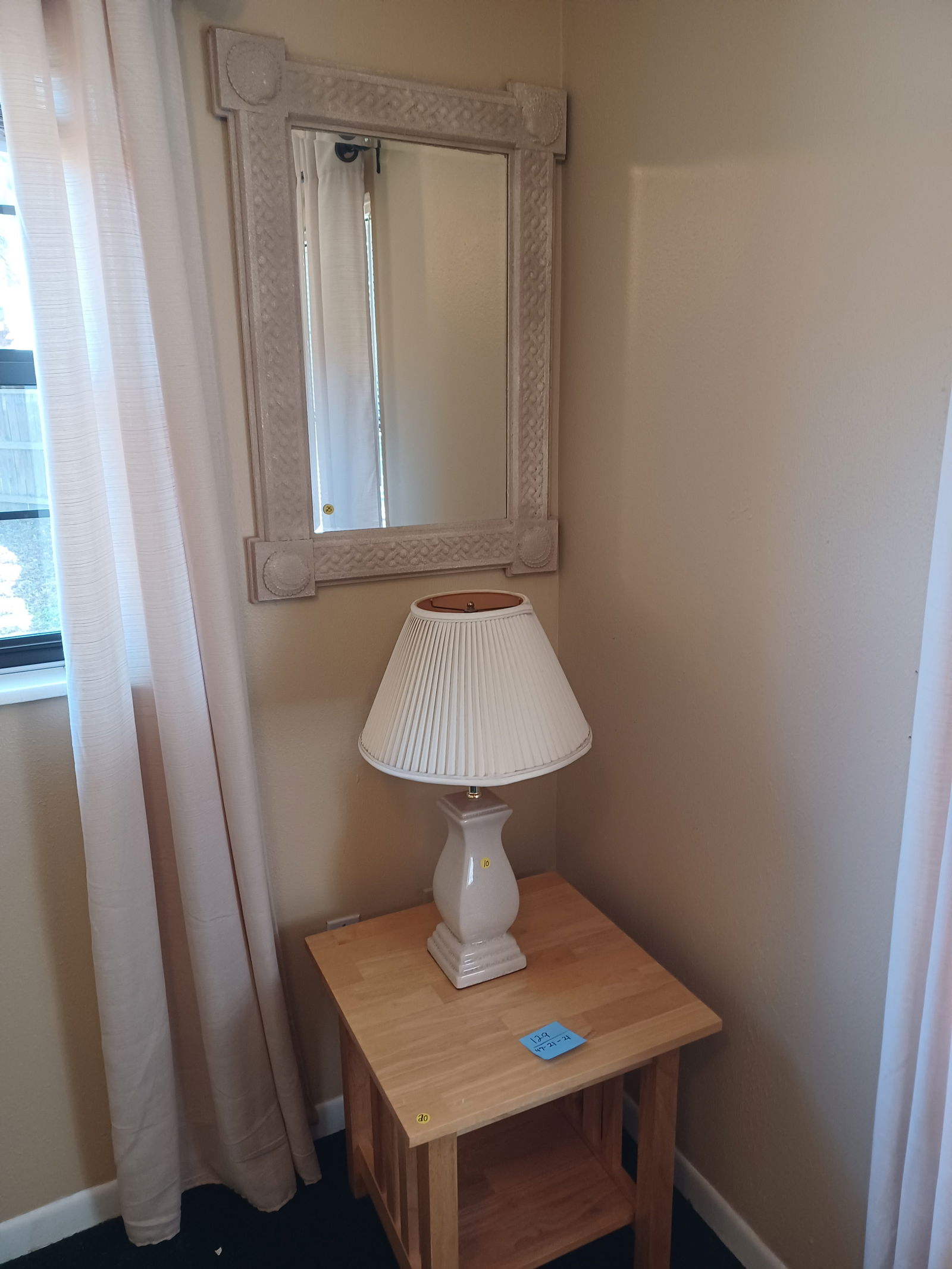 Lot including Seashell Mirror, Lamp and side table: Lot including Seashell Mirror, Lamp and side table