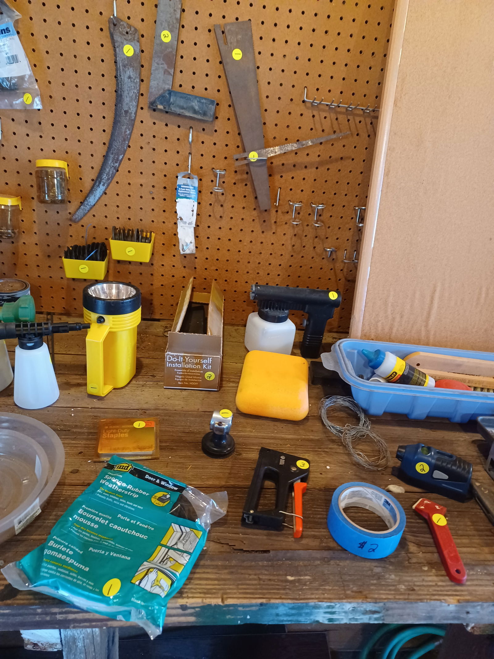 Large Tool & Garage Lot/ on seen on walls, floor, and bench top - 6