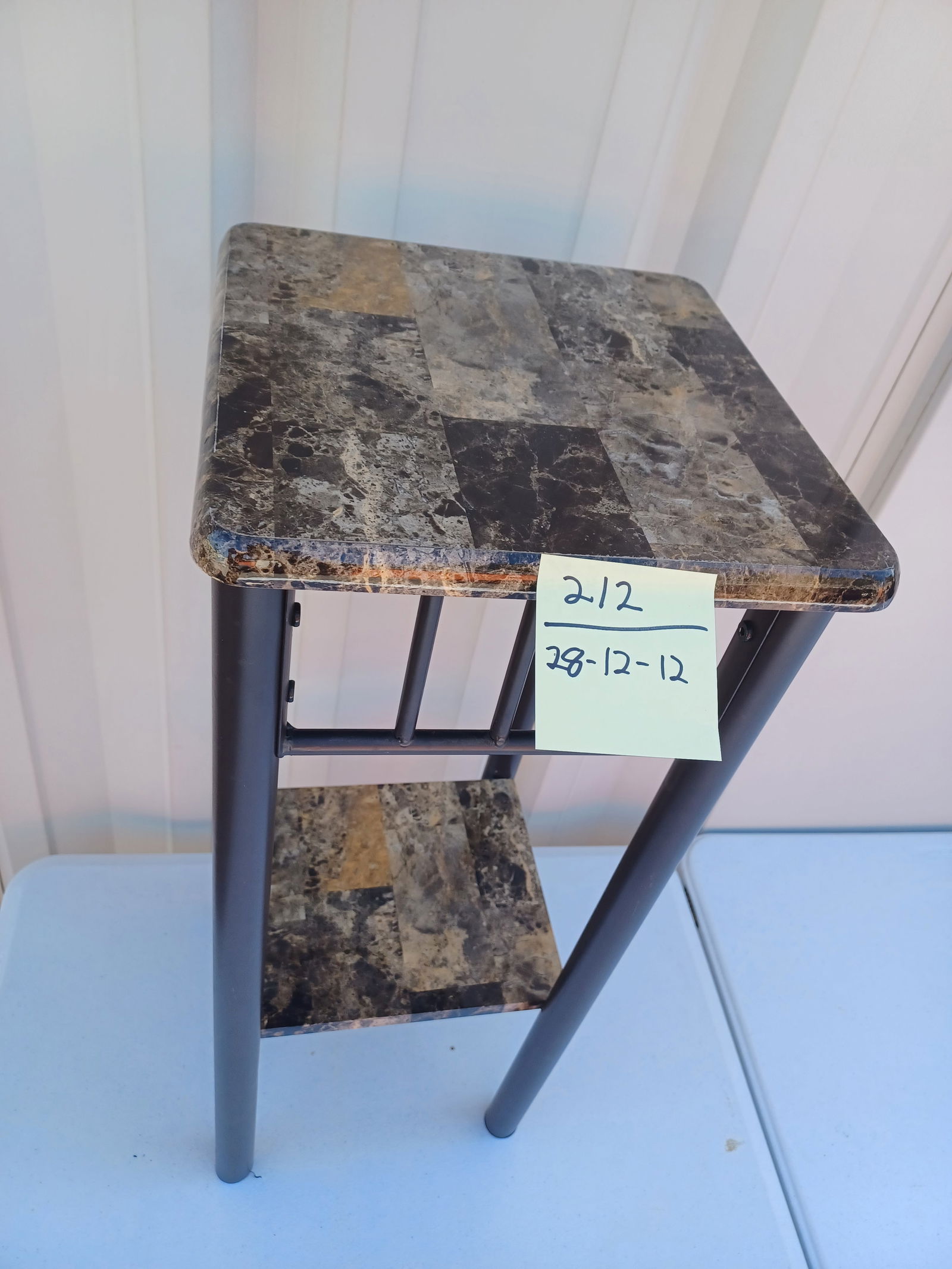 Faux Marble Stand with Metal Frame Legs - 2