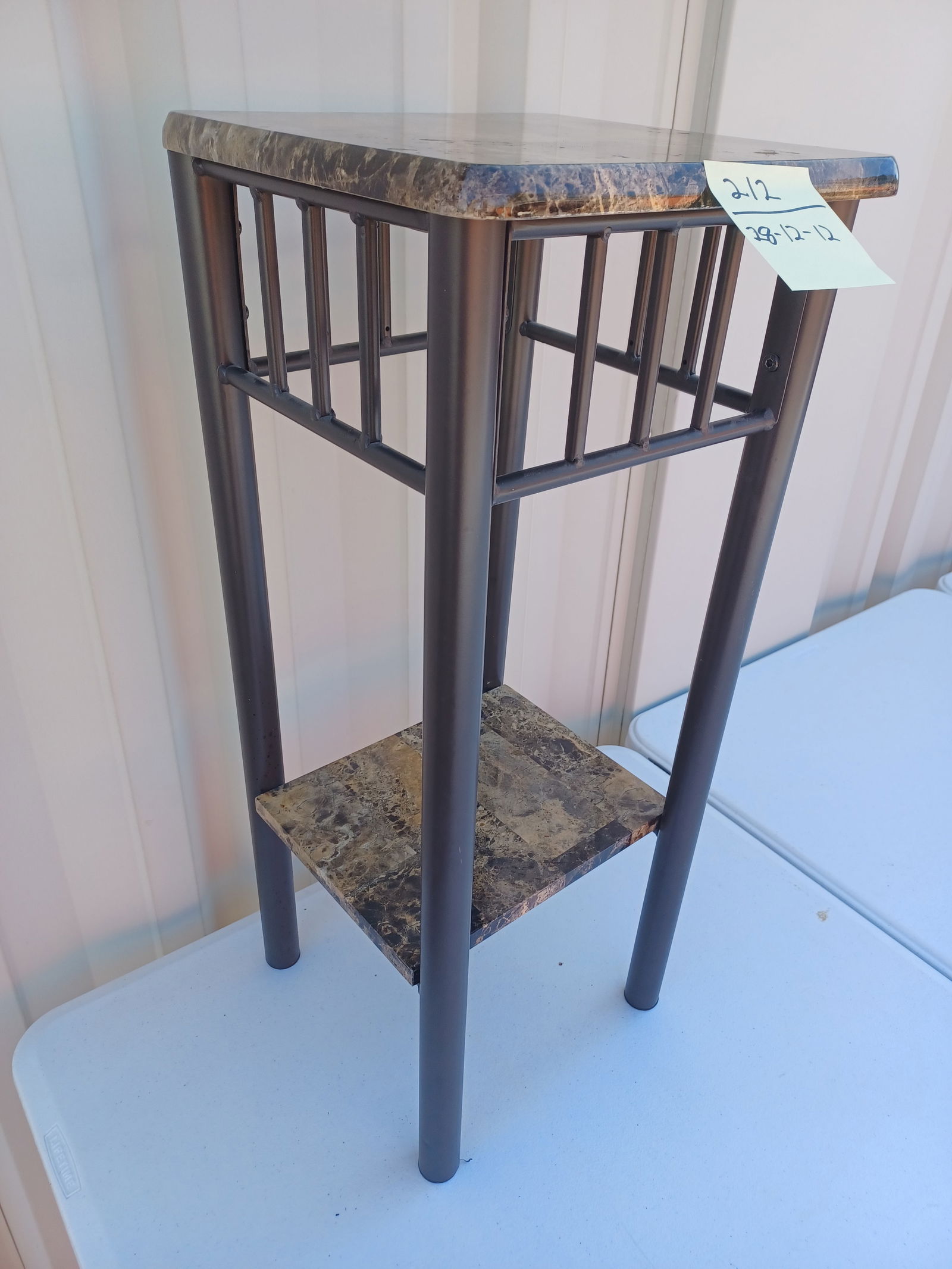 Faux Marble Stand with Metal Frame Legs - 3