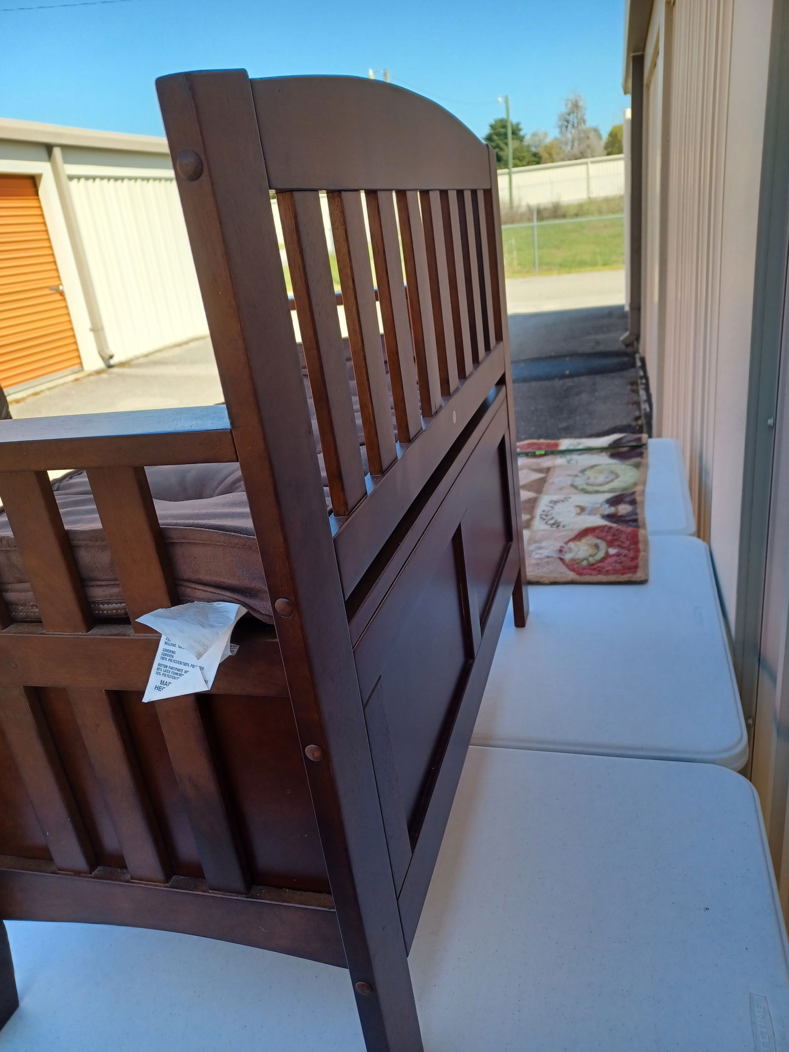 Walnut Finished Bench With Basket Storage Drawers - 5