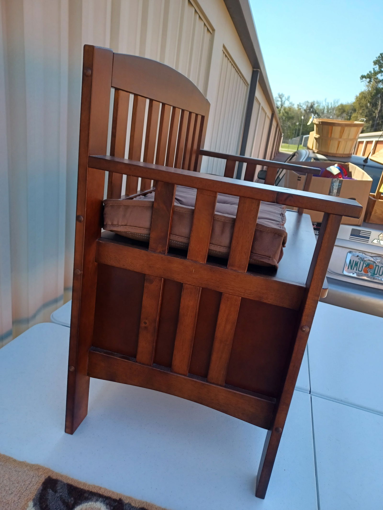 Walnut Finished Bench With Basket Storage Drawers - 6