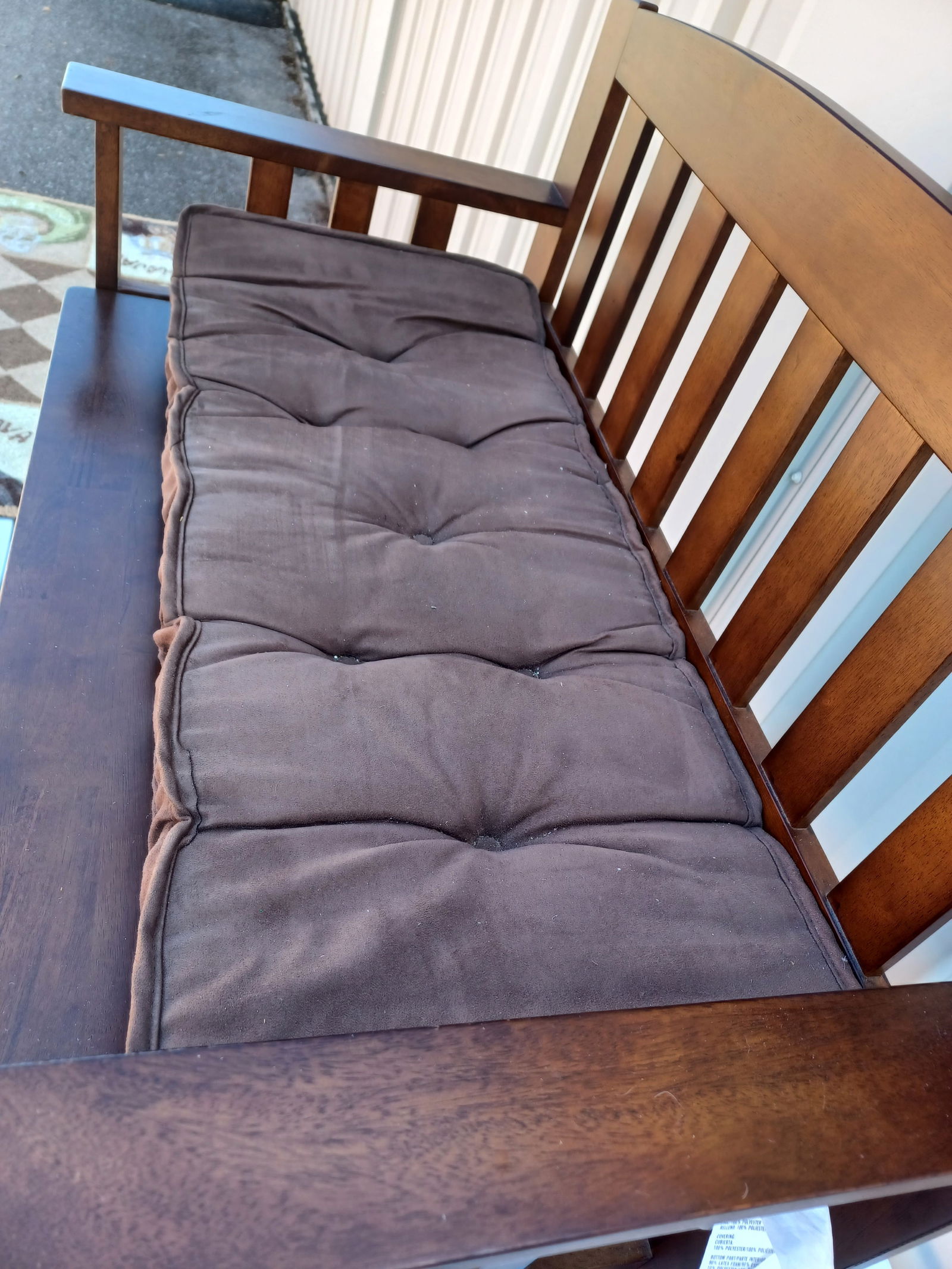 Walnut Finished Bench With Basket Storage Drawers - 7