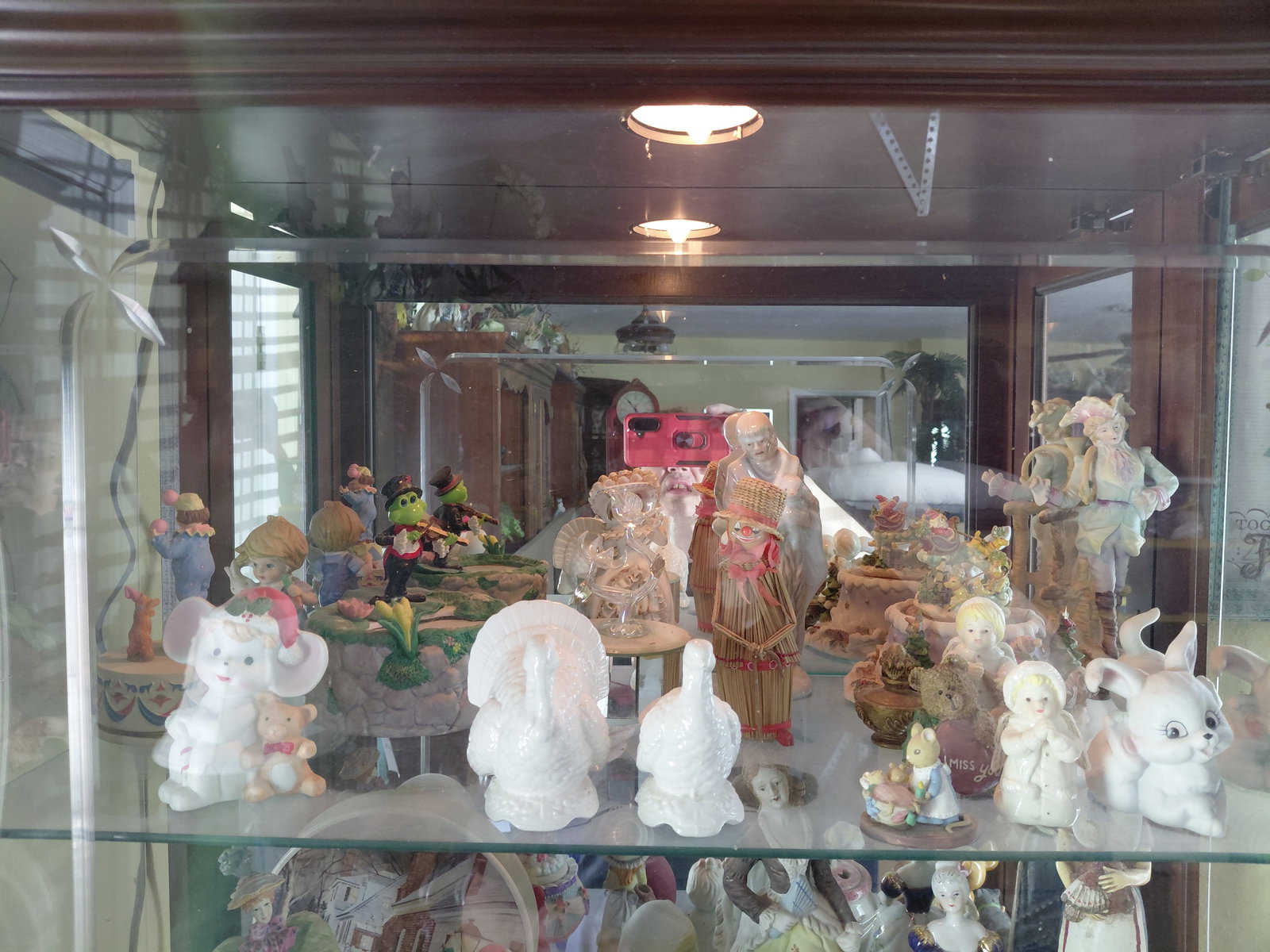 Shelf Contents Porcelain Figurines, Music Figurines, etc as seen: Shelf Contents Porcelain Figurines, Music Figurines, etc as seen