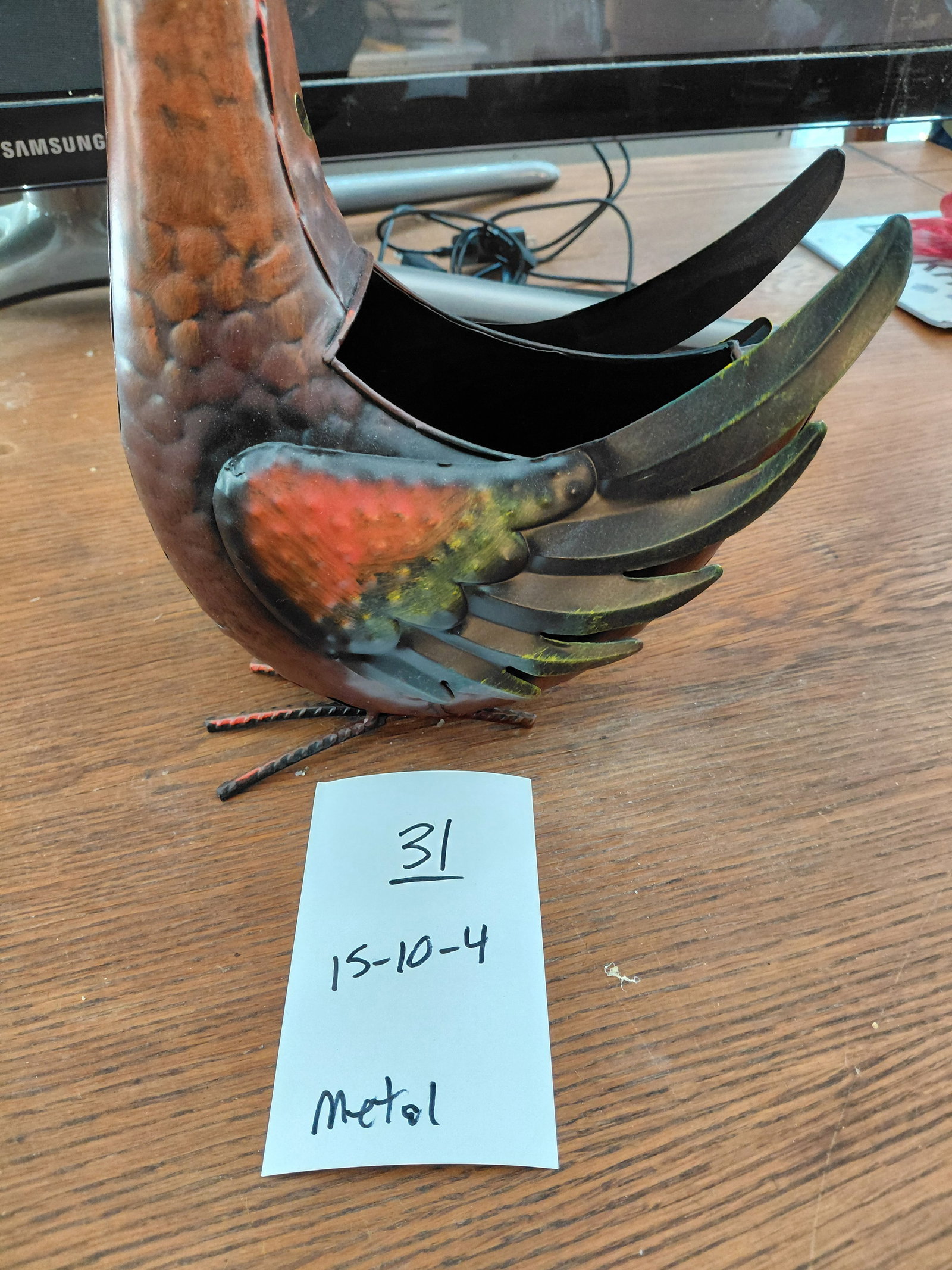 Large Metal Chicken Planter - 2