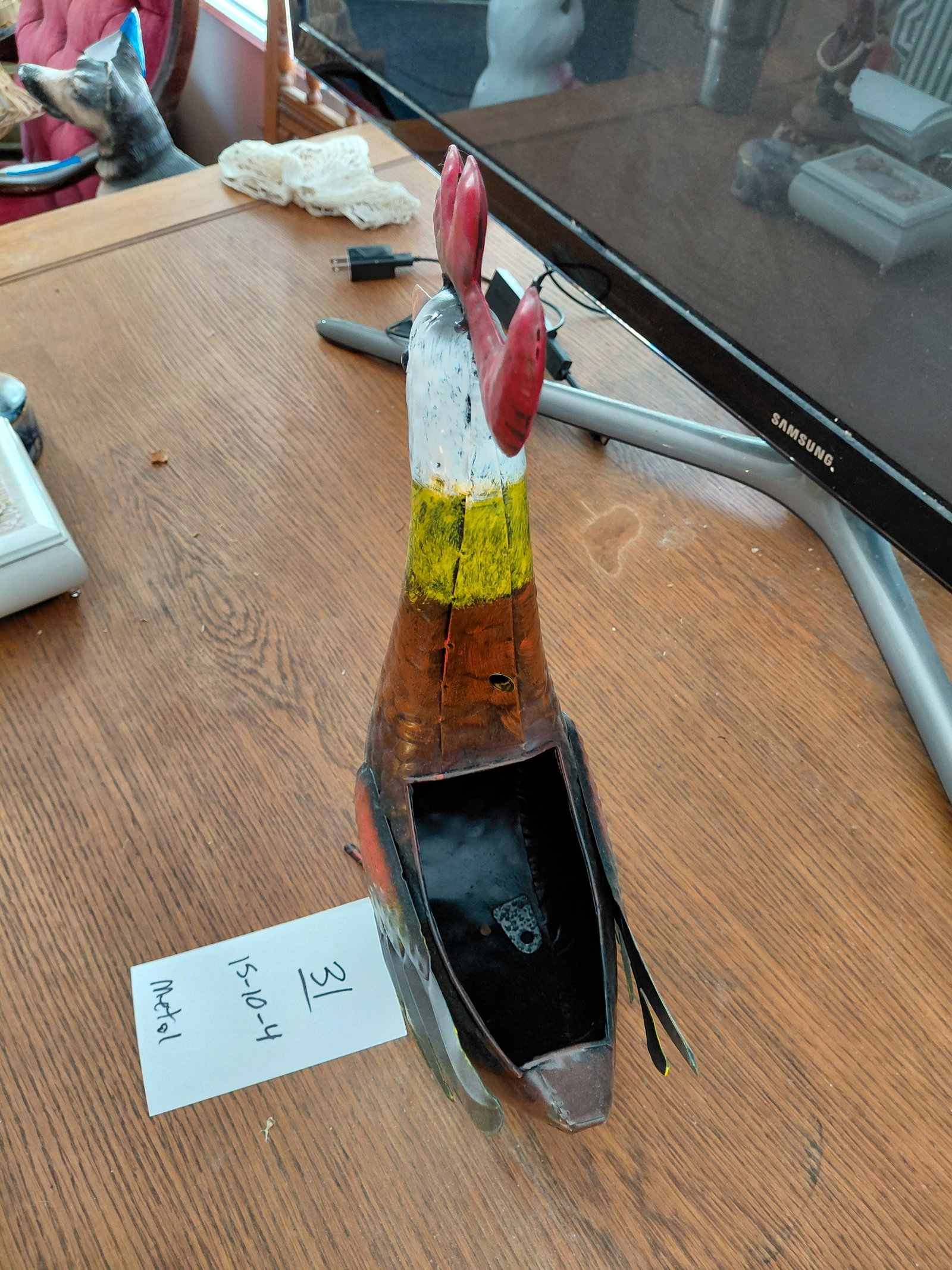 Large Metal Chicken Planter - 4