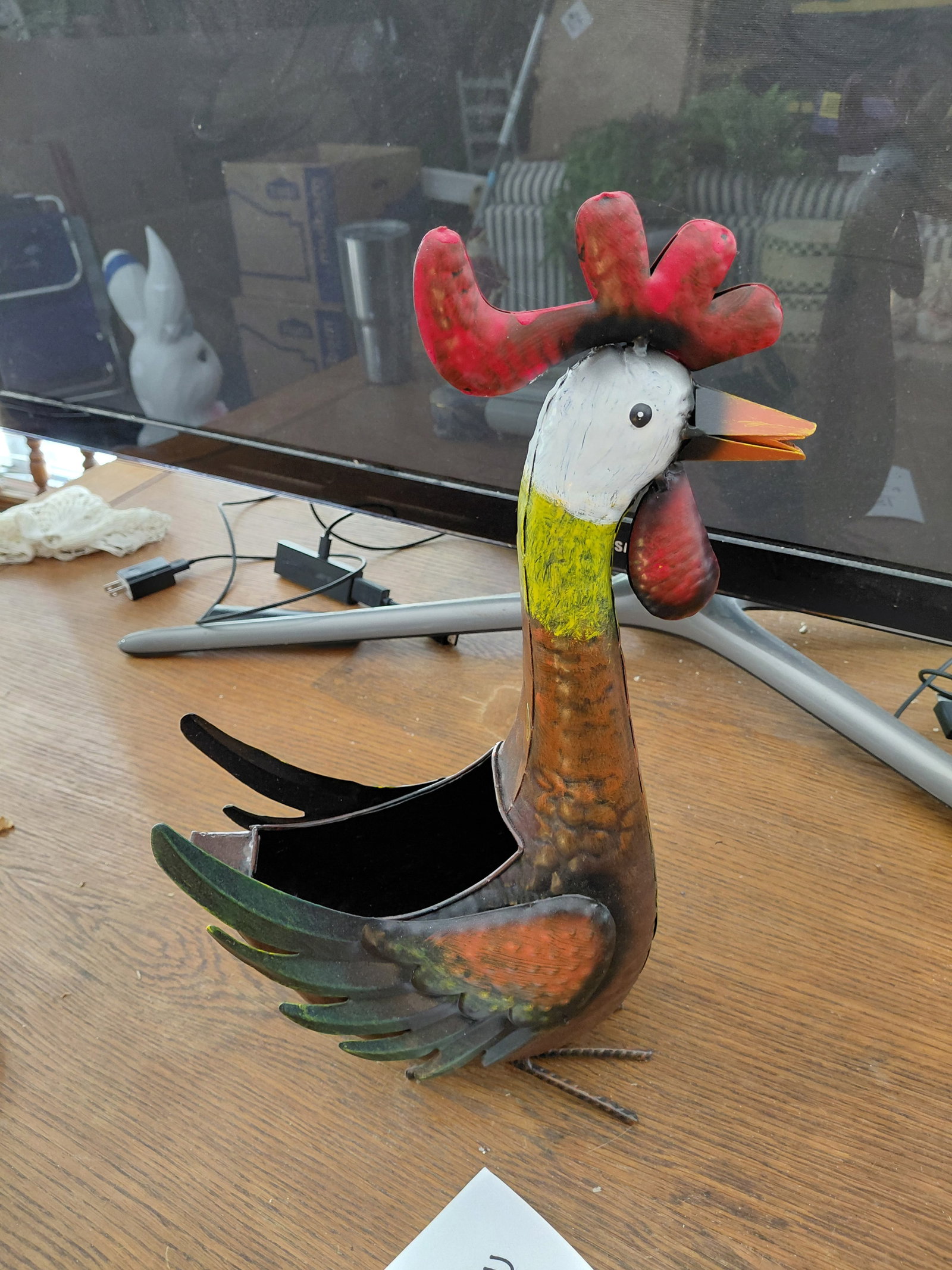 Large Metal Chicken Planter - 5