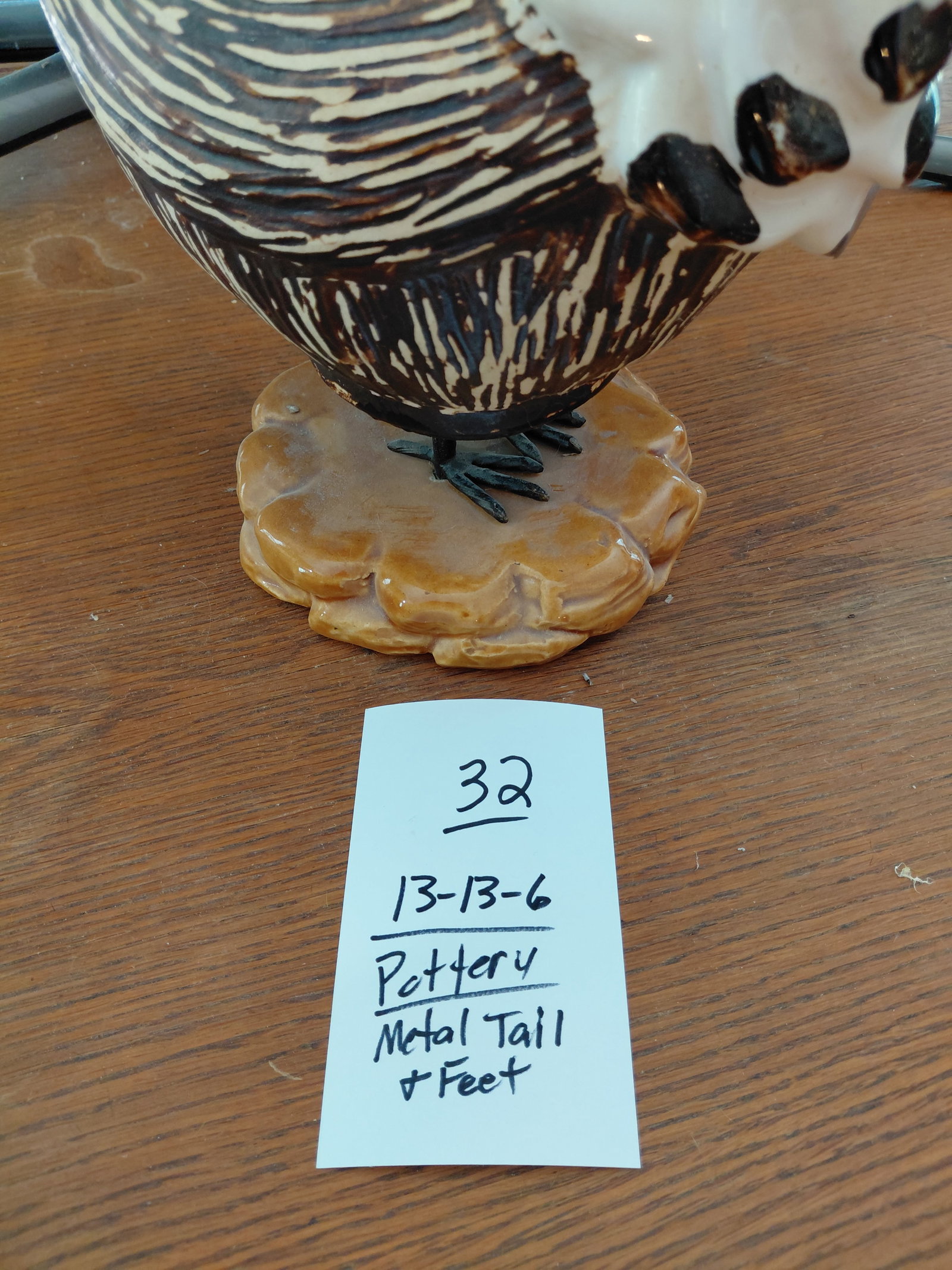 Unique Pottery & Iron Chicken Planter - 2