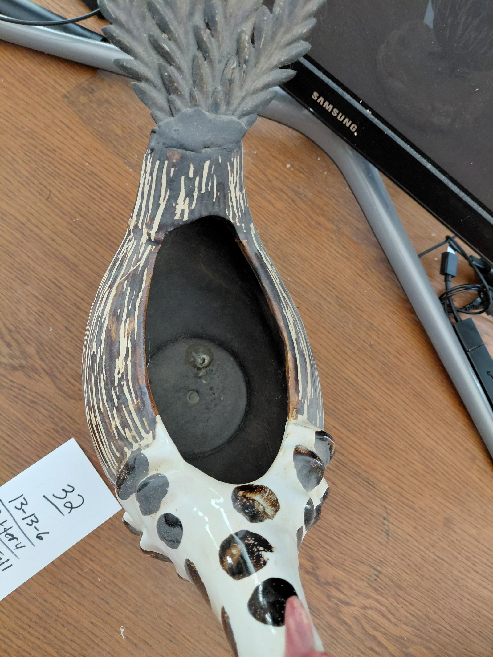 Unique Pottery & Iron Chicken Planter - 5