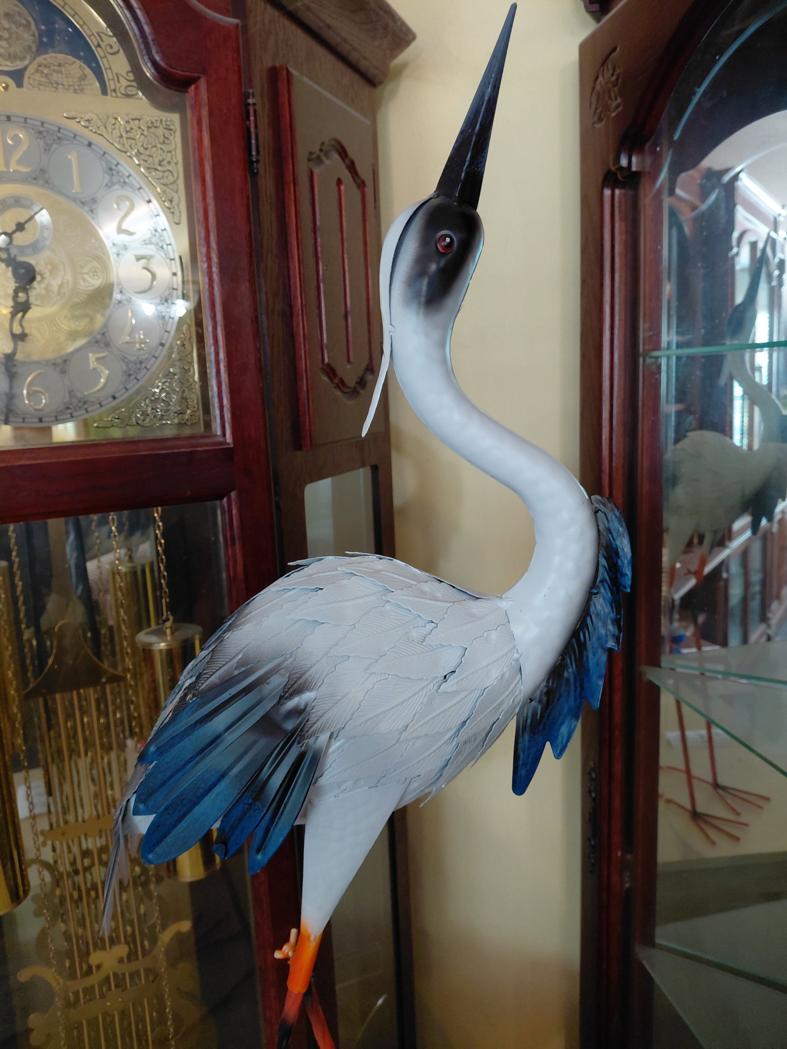 Pair of Metal Blue Heron Bird Statues / Lawn Art - 6