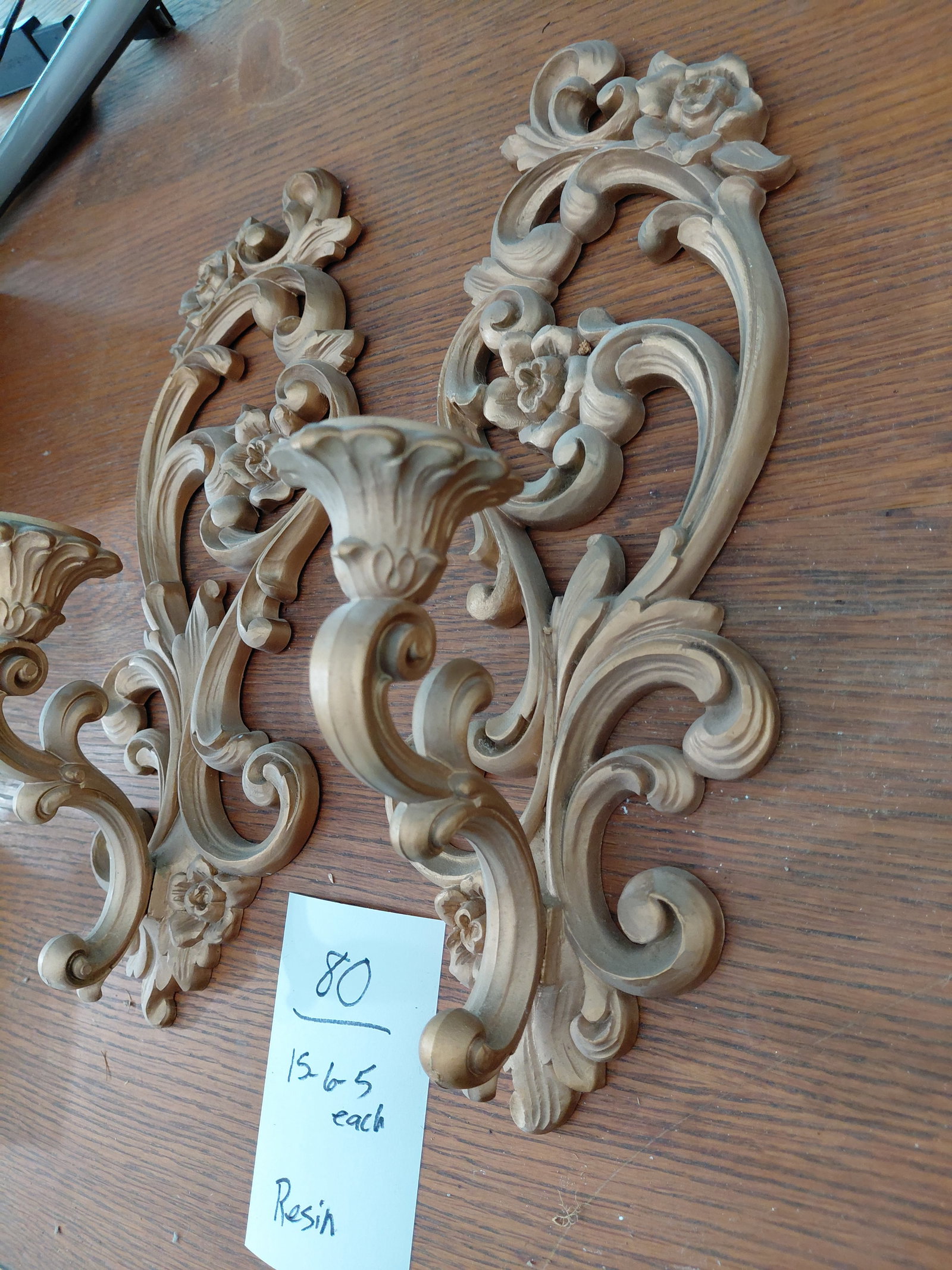 2 Large Resin Wall Candle Sconces - 2