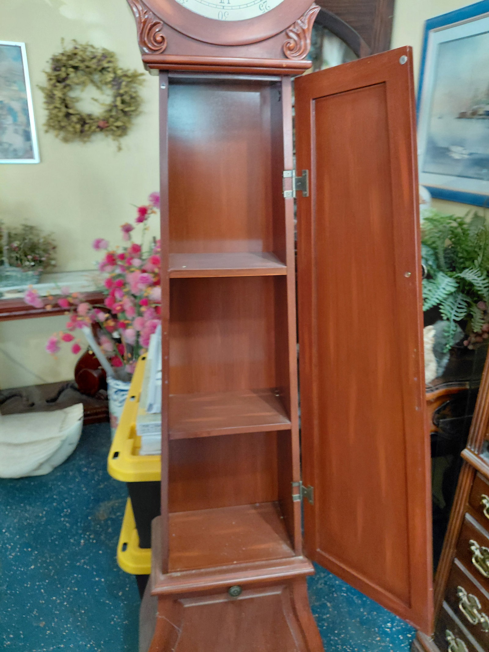 Large Mahogany Decorative Clock / Battery Clock / Untested - 4