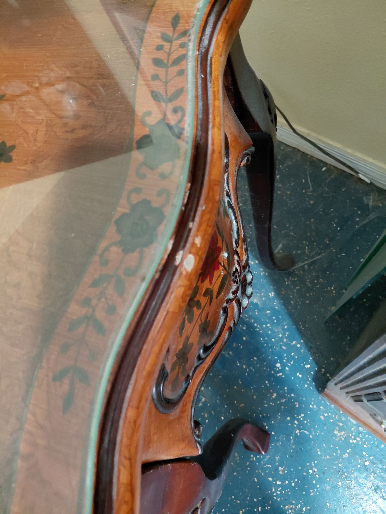 Contemporary Large Ornate Mahogany Entry table with Glass Top - 7