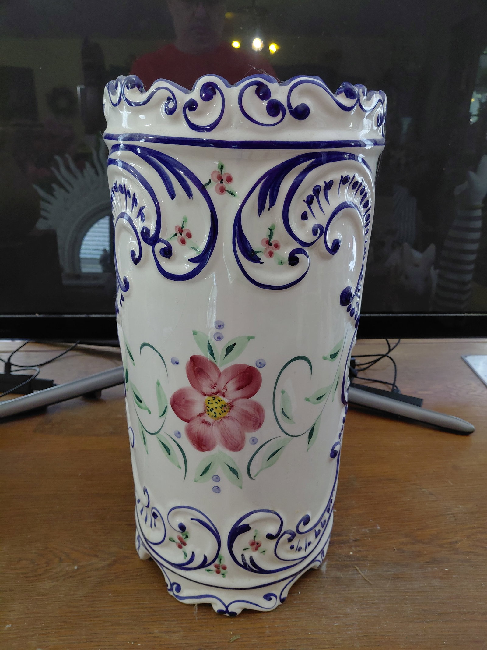 Portugese Pottery Umbrella Stand / one chip as seen (1 of 7)