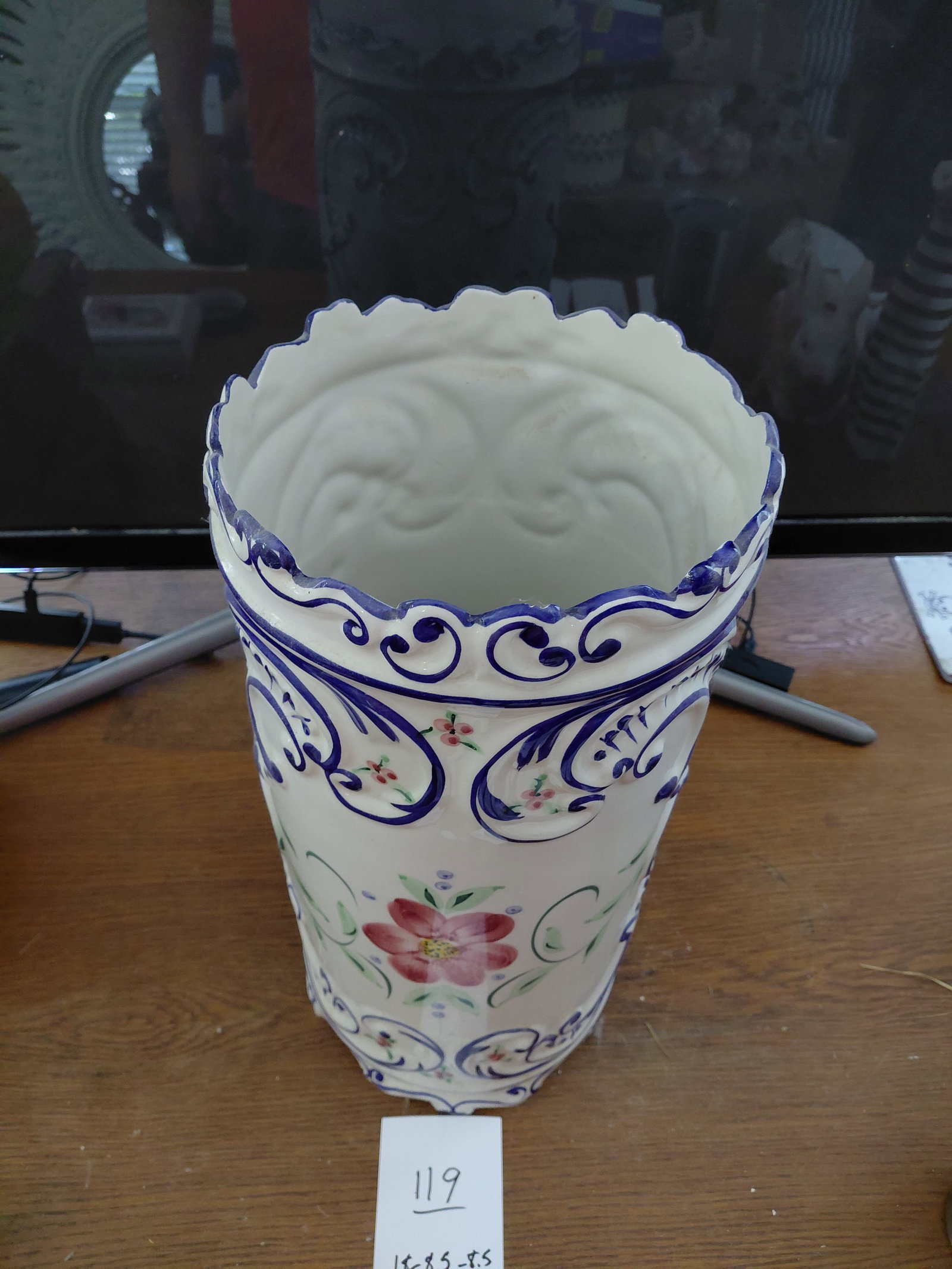 Portugese Pottery Umbrella Stand / one chip as seen - 3