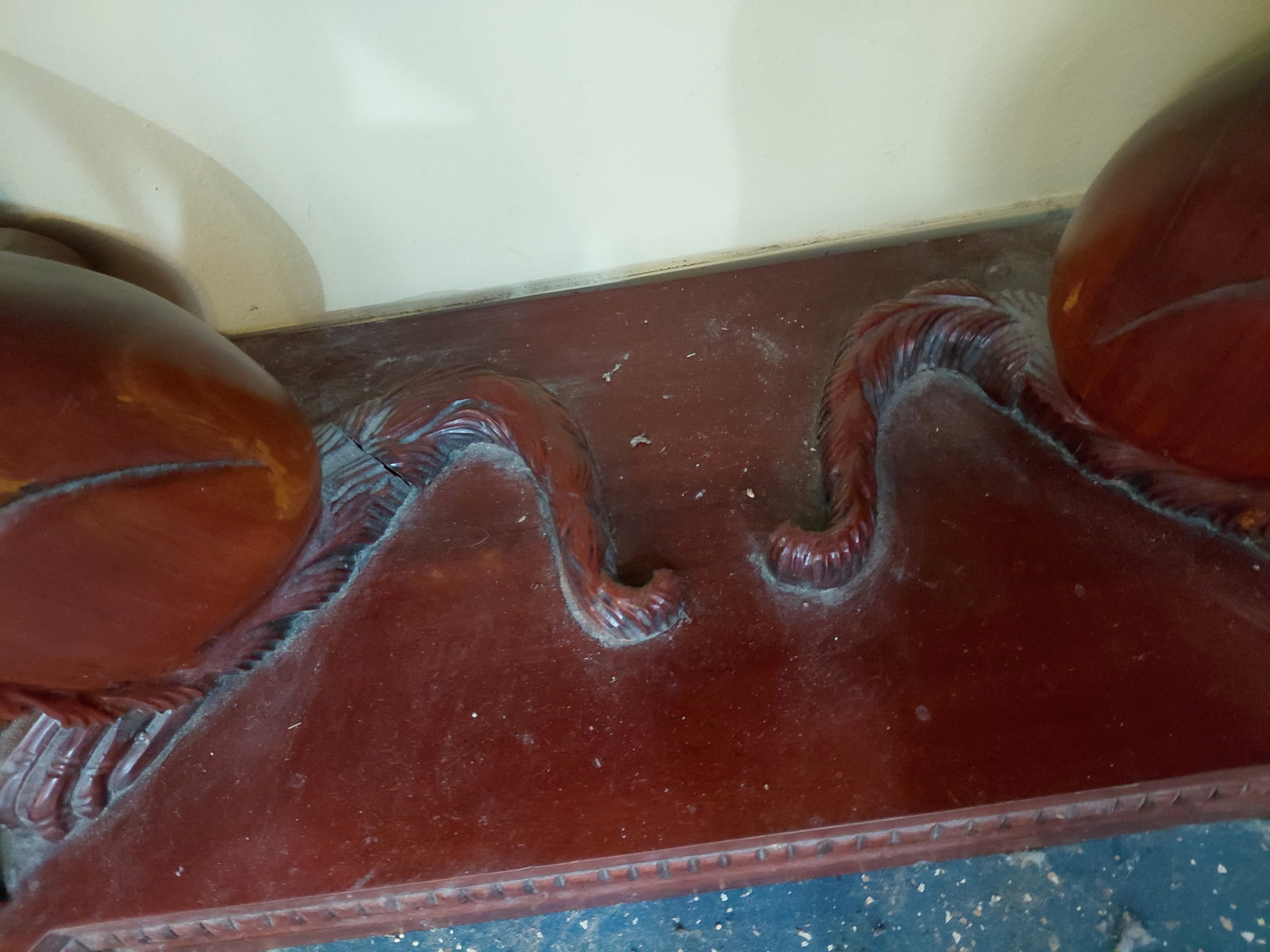 Contemporary Ornate Mahogany Entry Table / one of tails is loose as seen - 6